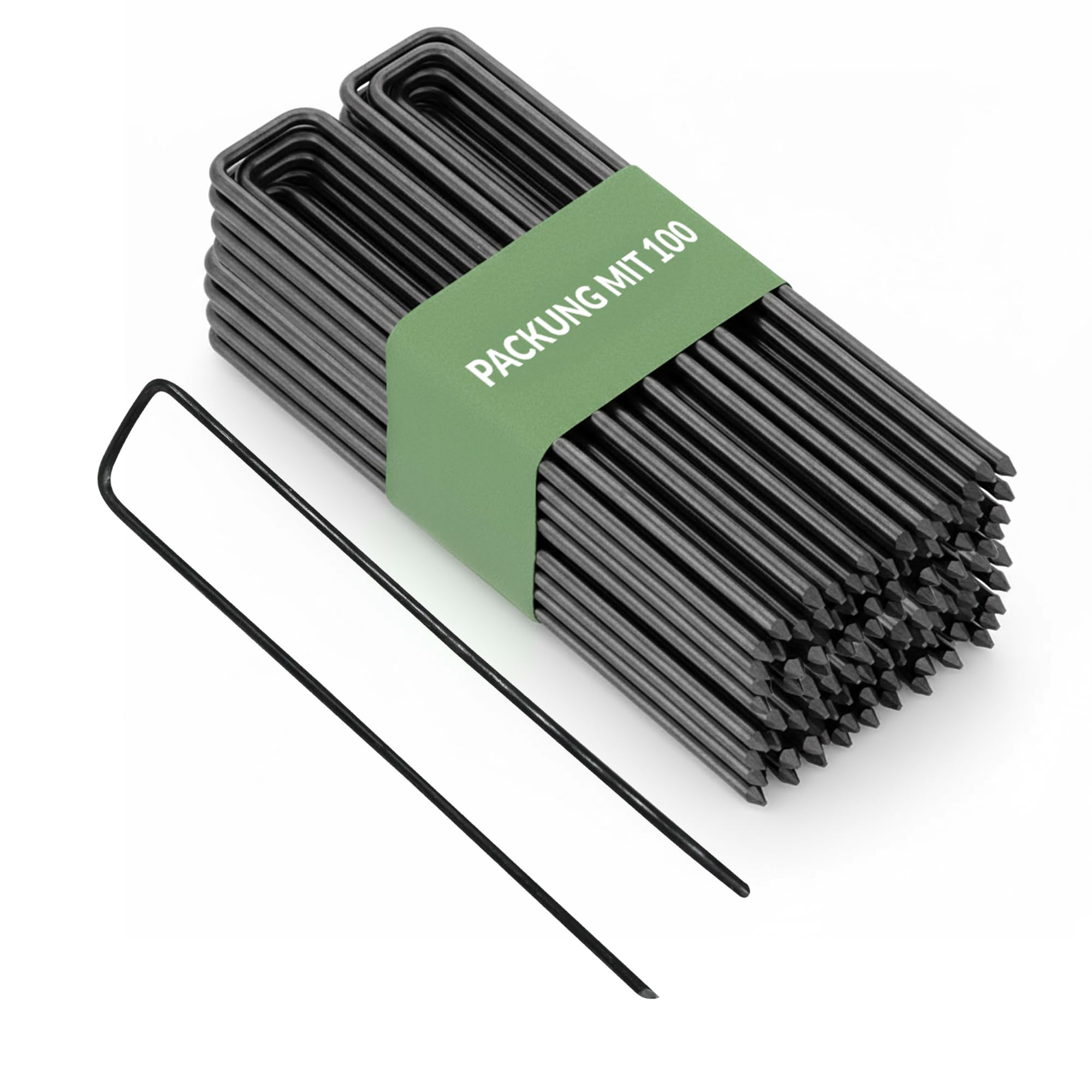 GARDENIX 100 Stück IronPEG Erdanker aus Stahldraht 150 x 30mm - Ø 3mm zur Sicherung von Unkrautvlies, Netzen, Bodenplanen, Maschendraht