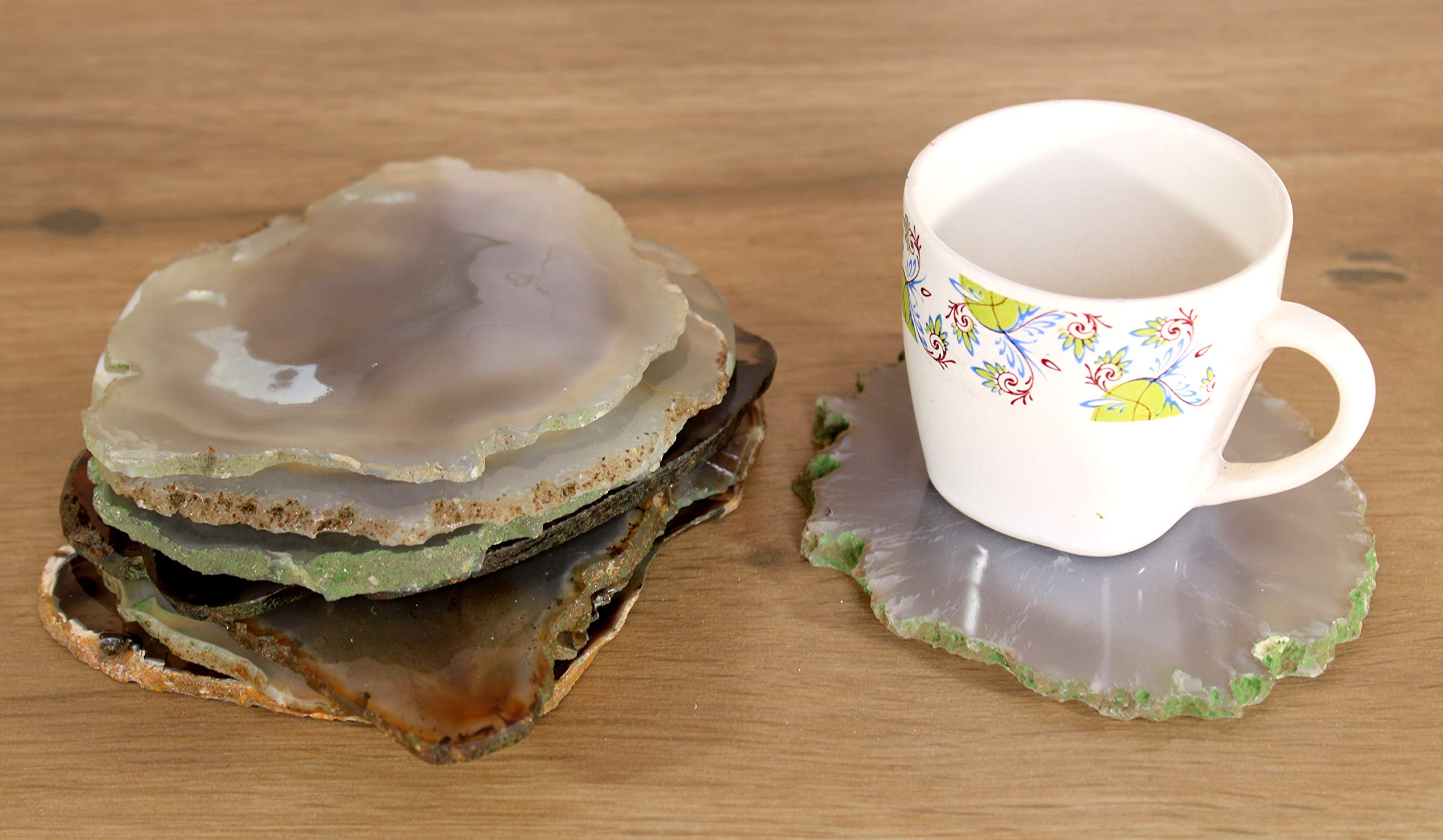 eSplanade Naturalny agat podstawki bar piwo kawa herbata podkładka - zestaw 4 podstawek - idealne akcesoria stołowe zastawa stołowa (naturalny szary)
