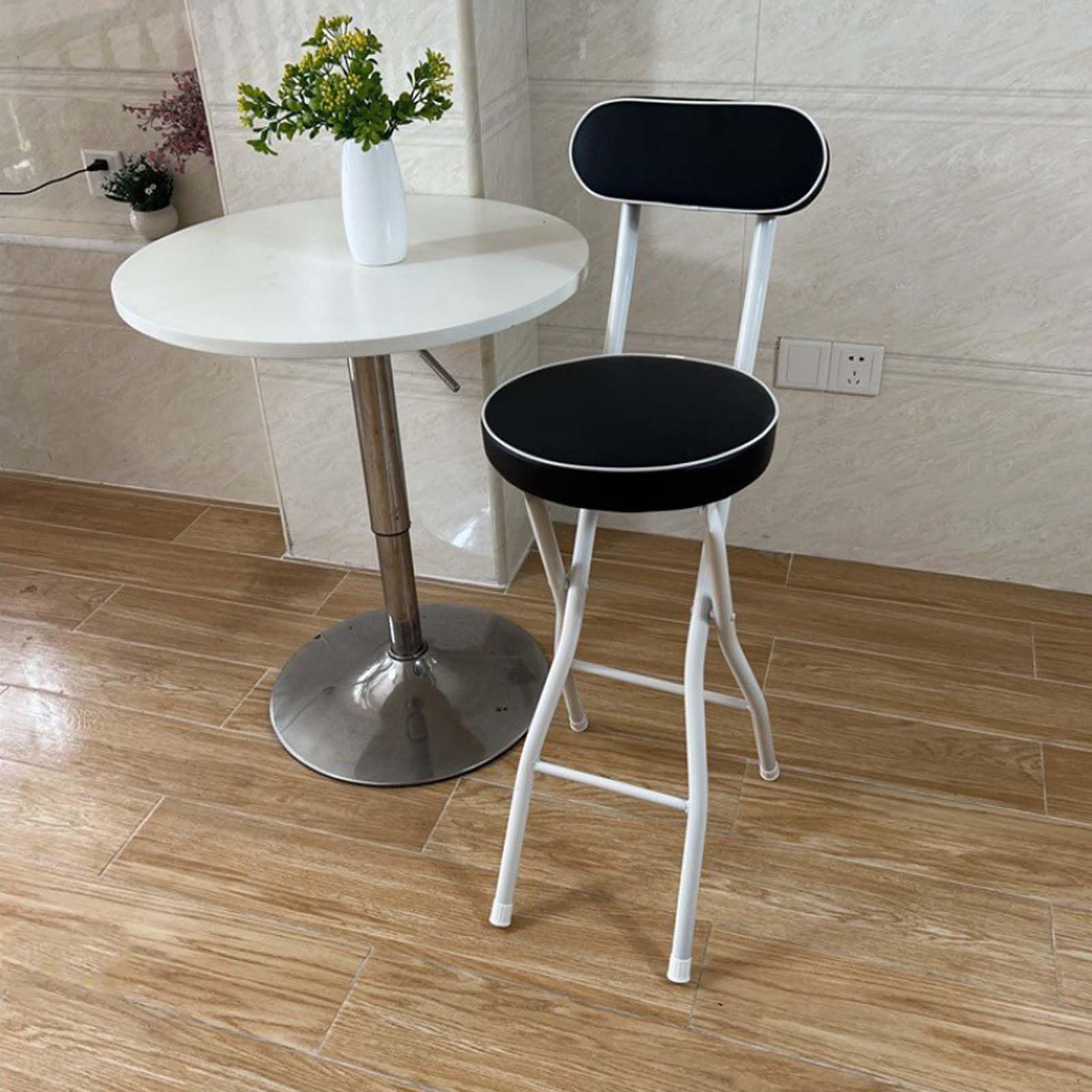 Tabouret Haut Pliant Simple Chaise Haute For Bar 55cm/60cm/65cm/70cm/75cm Chaises De Bar For Cuisine Avec Dossier Chaise Haute Convient Aux Petits Espaces, À L'intérieur Et À L'extérieur(C,60cm)