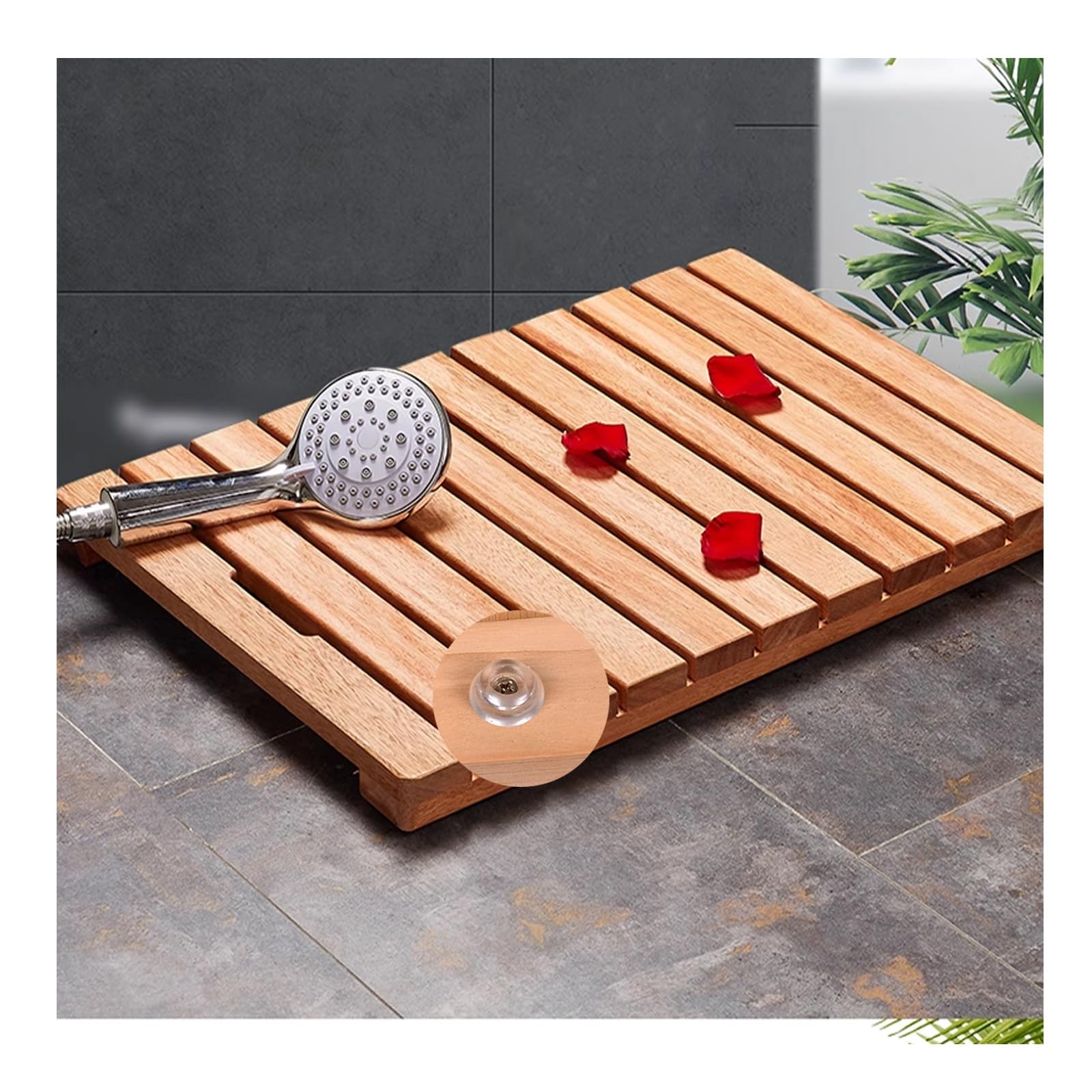 QWEASDF Pedana Doccia Legno，pedana Legno Doccia，Tappetino Doccia in bambù ，Pedana bambù, Tappetino Antiscivolo da Doccia, Vasca e Sauna, Interno, Esterno, Naturale(W70xL80cm/W28xL31in)