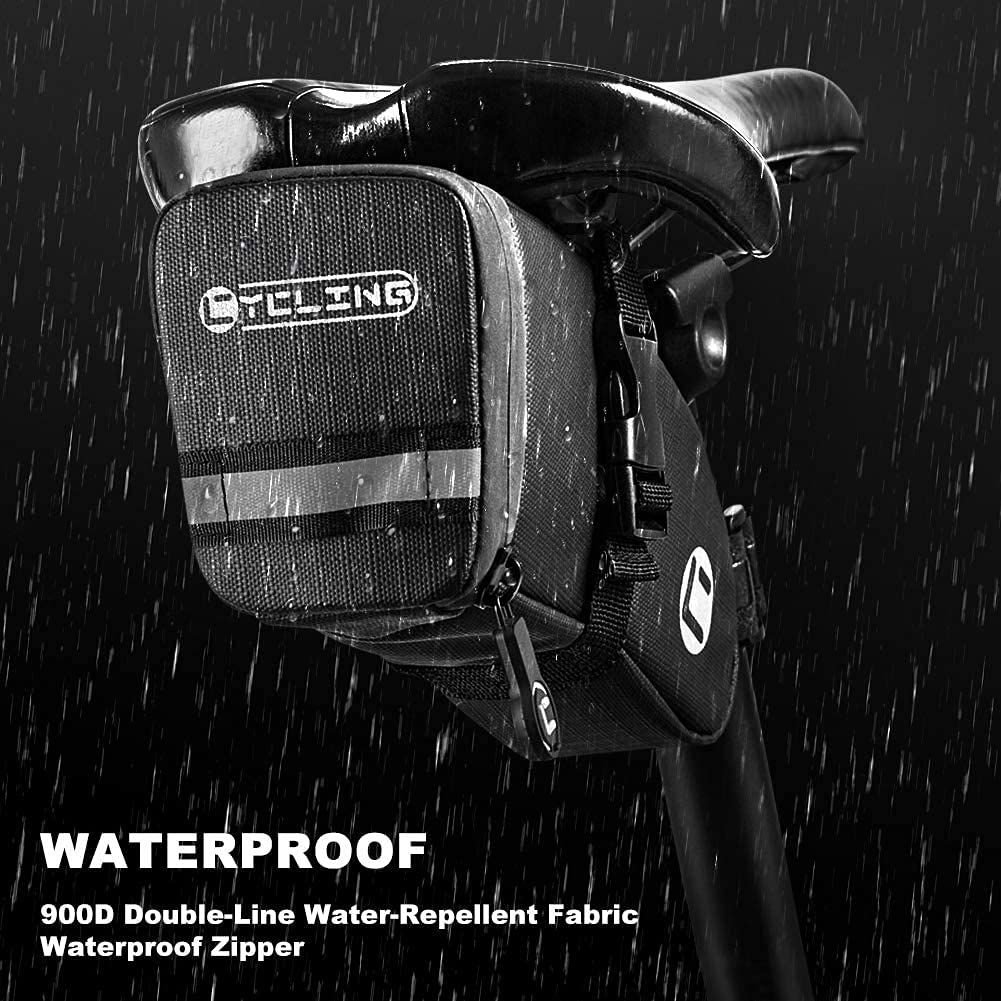 Bolsa for sillín de Bicicleta, Impermeable y Reflectante, 0,8 l