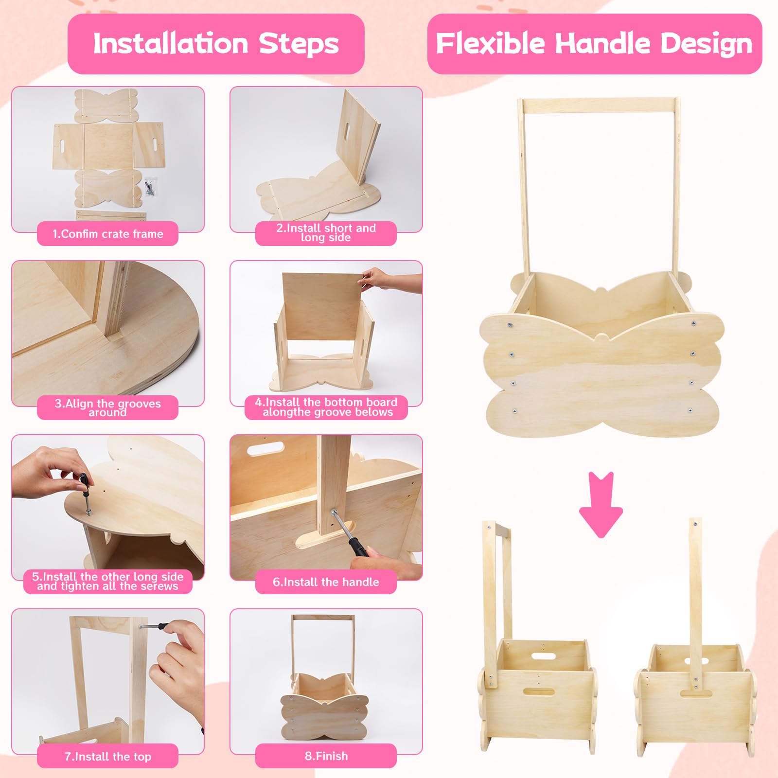Armario de madera para baby shower, cesta de baby shower | Cesta de regalo personalizada para baby shower de gran capacidad para recién nacidos, regalos de embarazo para nuevos padres