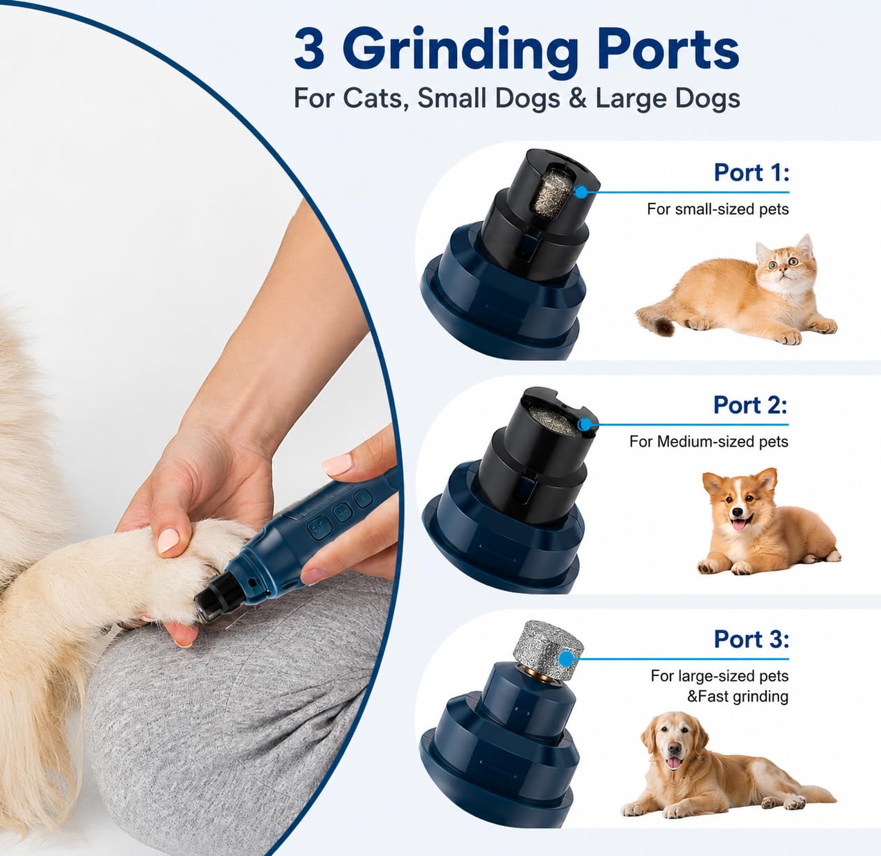Hund Nagelschleifer für Katzen & Hunde - Leiser Elektrischer Trimmer, 16 Geschwindigkeiten, USB-C
