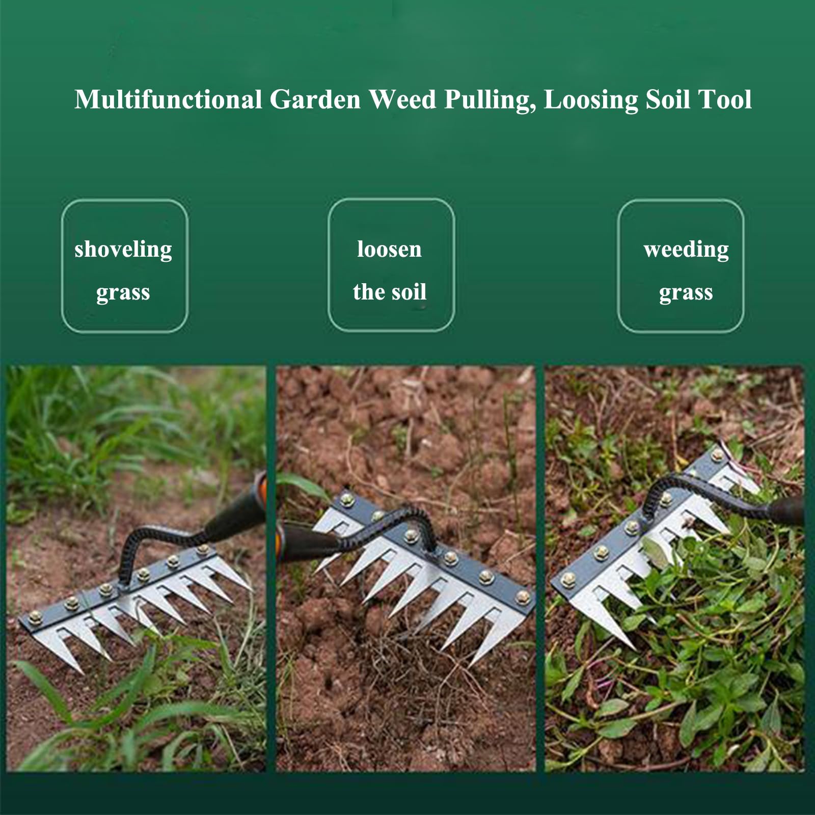 Estrattore di Erbacce 8 Denti Estirpatore Manuale Strumento per Diserbo da Giardino