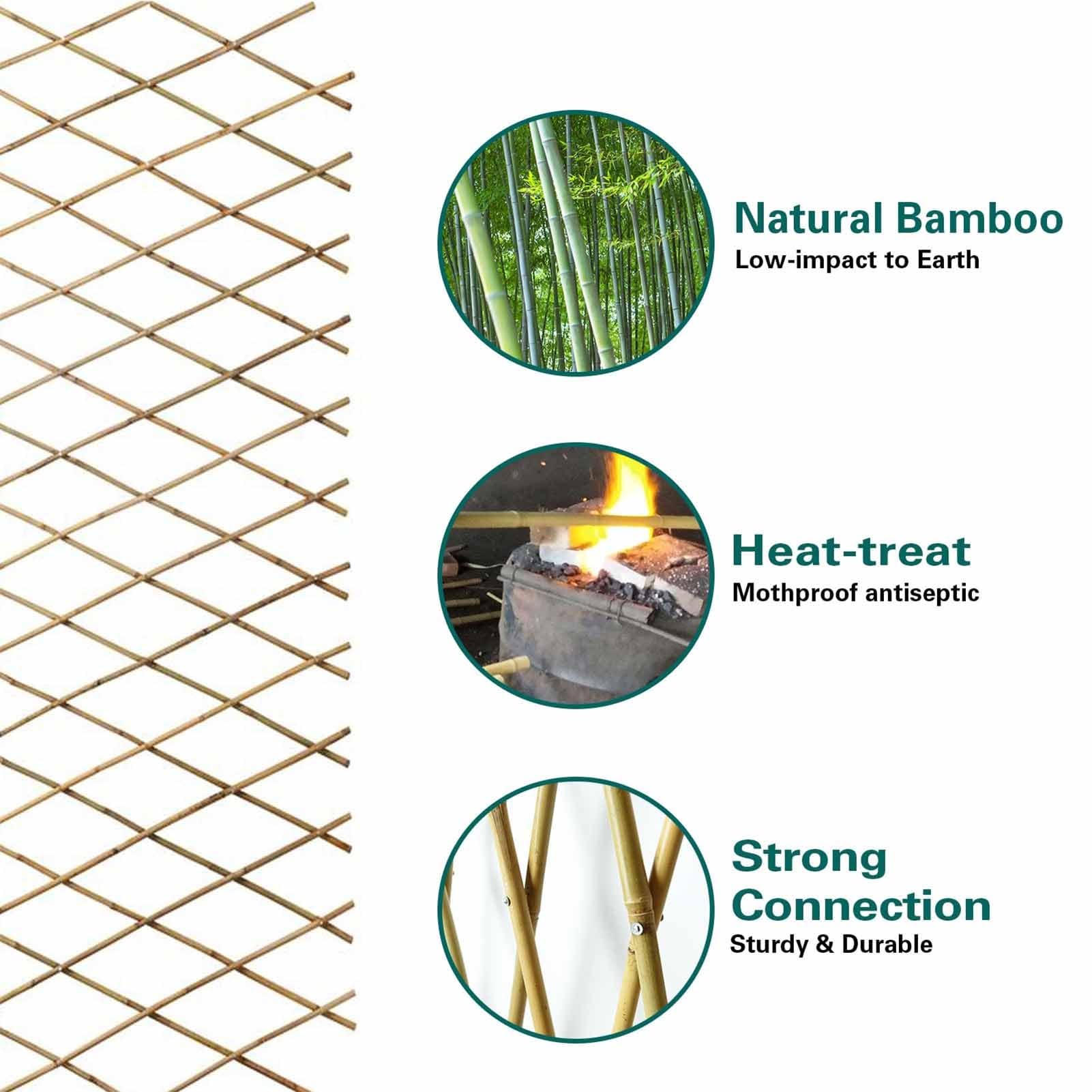 Enrejado de bambú Extensible, Valla de celosía para jardín, Valla Extensible para Plantas trepadoras, vides y Hiedra, Barrera para Mascotas y Perros(80x200cm)