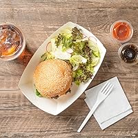 Vista 7 de Restaurantware Bio Tek - Botes de comida de 2 libras, 200 bandejas de papel desechables – Barcos de papel blanco resistentes a la grasa