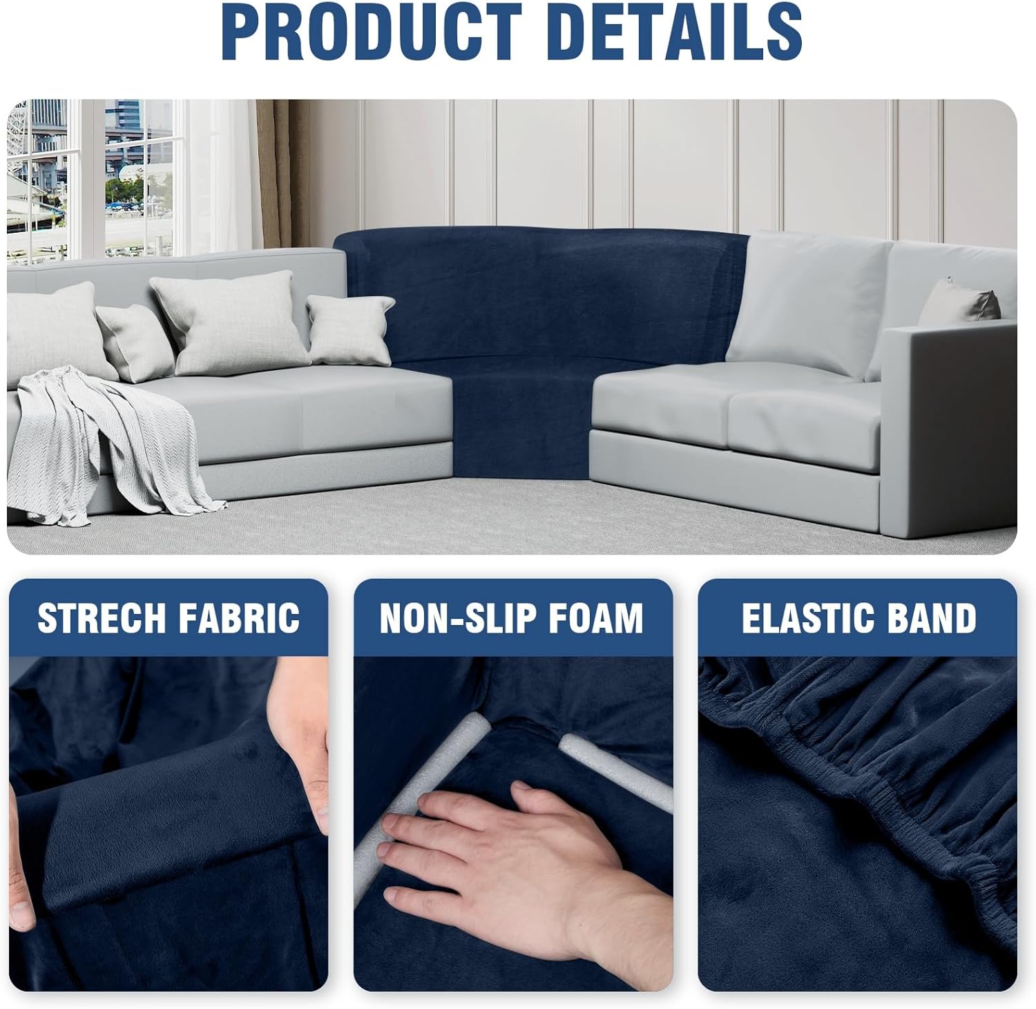 Corner Couch Cover, Stretch Velvet Corner Sofa Cover Furniture Protector Slipcover for L Shape Sectional Recliner Couch Reclining Sofa Additional Seat