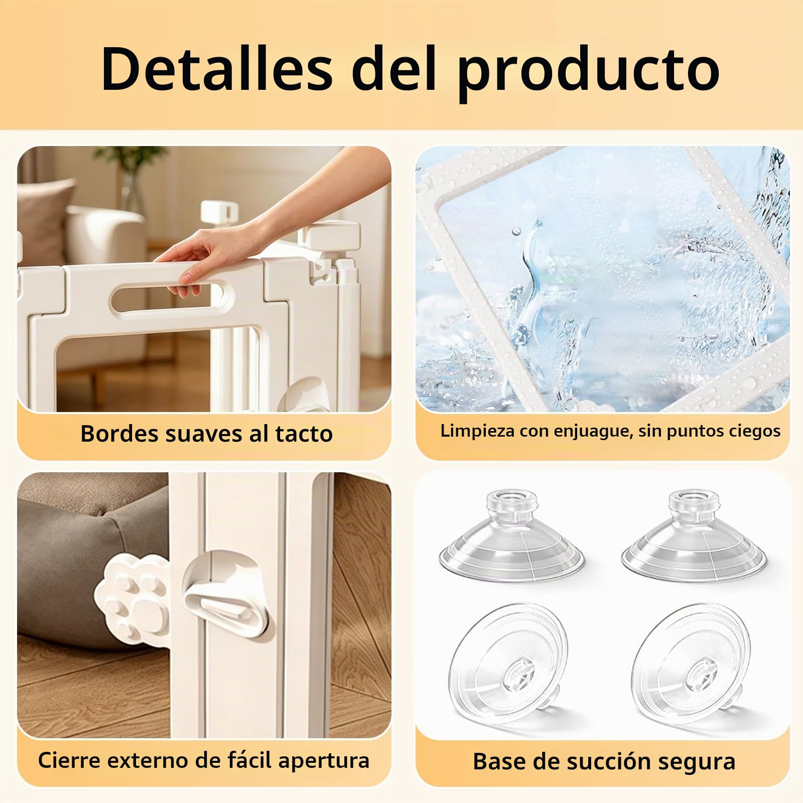 Parque para Perros de Acrílico, 8 Paneles (Altura 60 cm), Corralito Transparente para Cachorros con Puerta con Cierre y Base con Ventosas, Valla Interior para Perros Pequeños, Gatos y Conejos