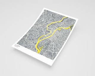 MG Global Modern Poster of Lyon France 1 | 11x17 12x18 16x24 24x36 Maximal Unframed Artwork Print | Maximalism Hometown City Wall Art for Gift | Maximalist Home Office Decor