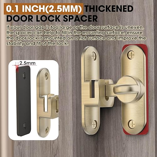 Miniatura 3 de Cerradura y pestillo para puerta de granero de 90180 grados, hardware de bloqueo deslizante de aleación de zinc para gabinete, baño, garaje, valla