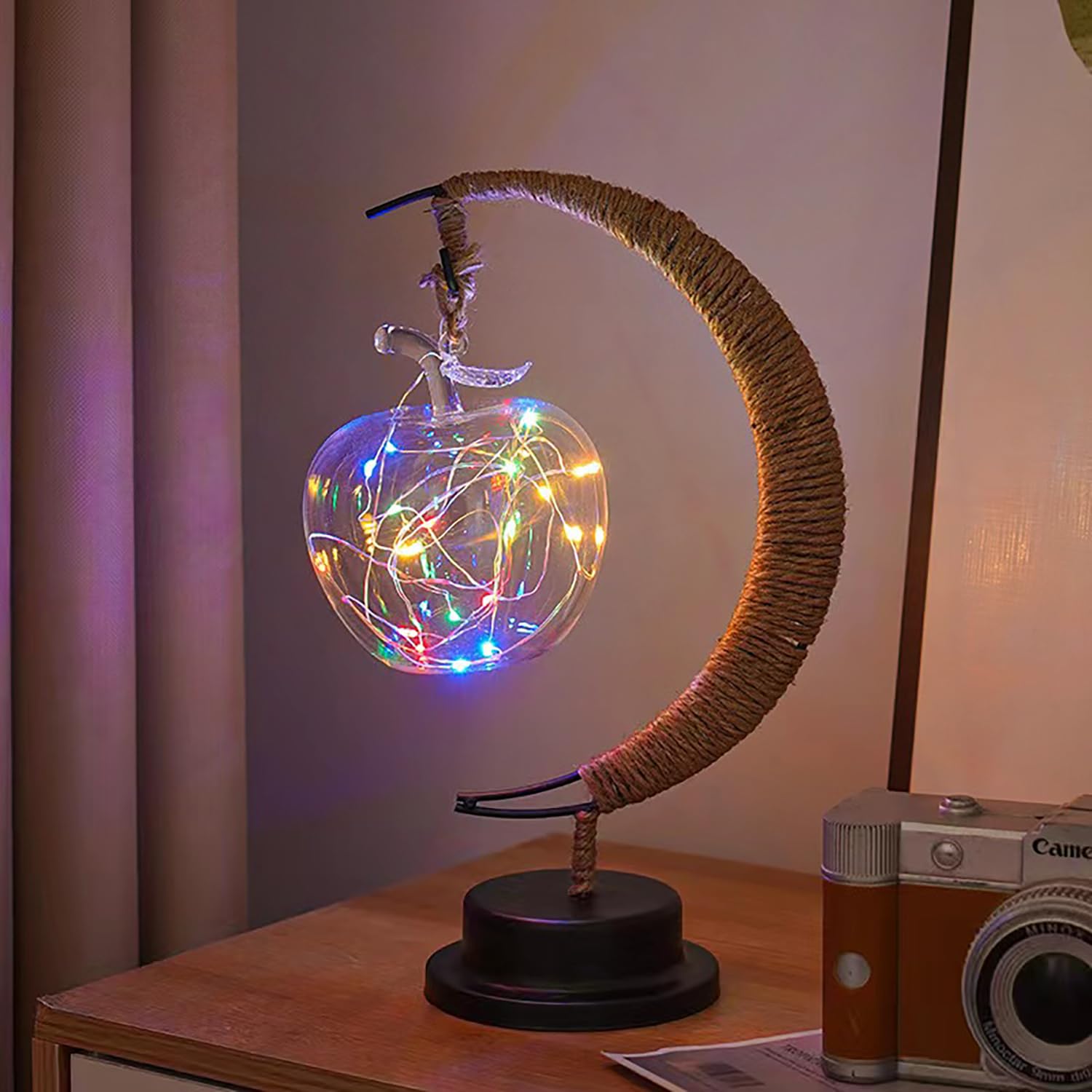 LED Decorative Enchanted Lunar Lamp with USB Power ,Table Lamp Lunar Lamp Crescent Ramadan Lamps Bedside Night Lights Gifts Suitable for Christmas Halloween Birthday 5.5*5.1*11inch — image 1