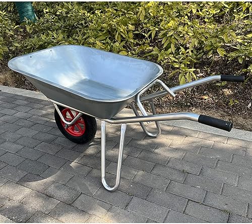 Etlegor Carretilla agrícola, Carretilla galvanizada 2 neumáticos Carretilla volquete perfecto para transportar arena, suciedad, residuos de jardín,