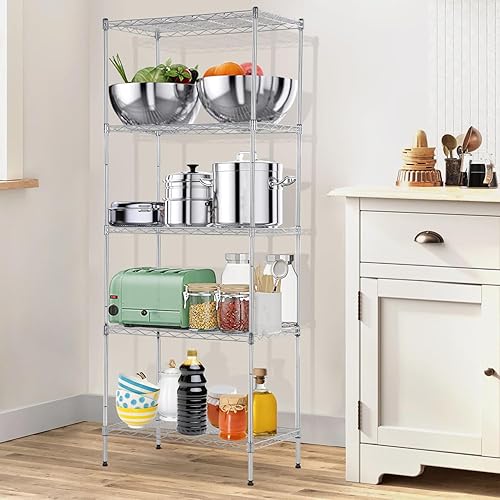 Vista 83 de Estantería de almacenamiento de 6 niveles, estantería de alambre, 48 pulgadas de largo x 18 pulgadas de ancho x 72 pulgadas de alto, estante Negro