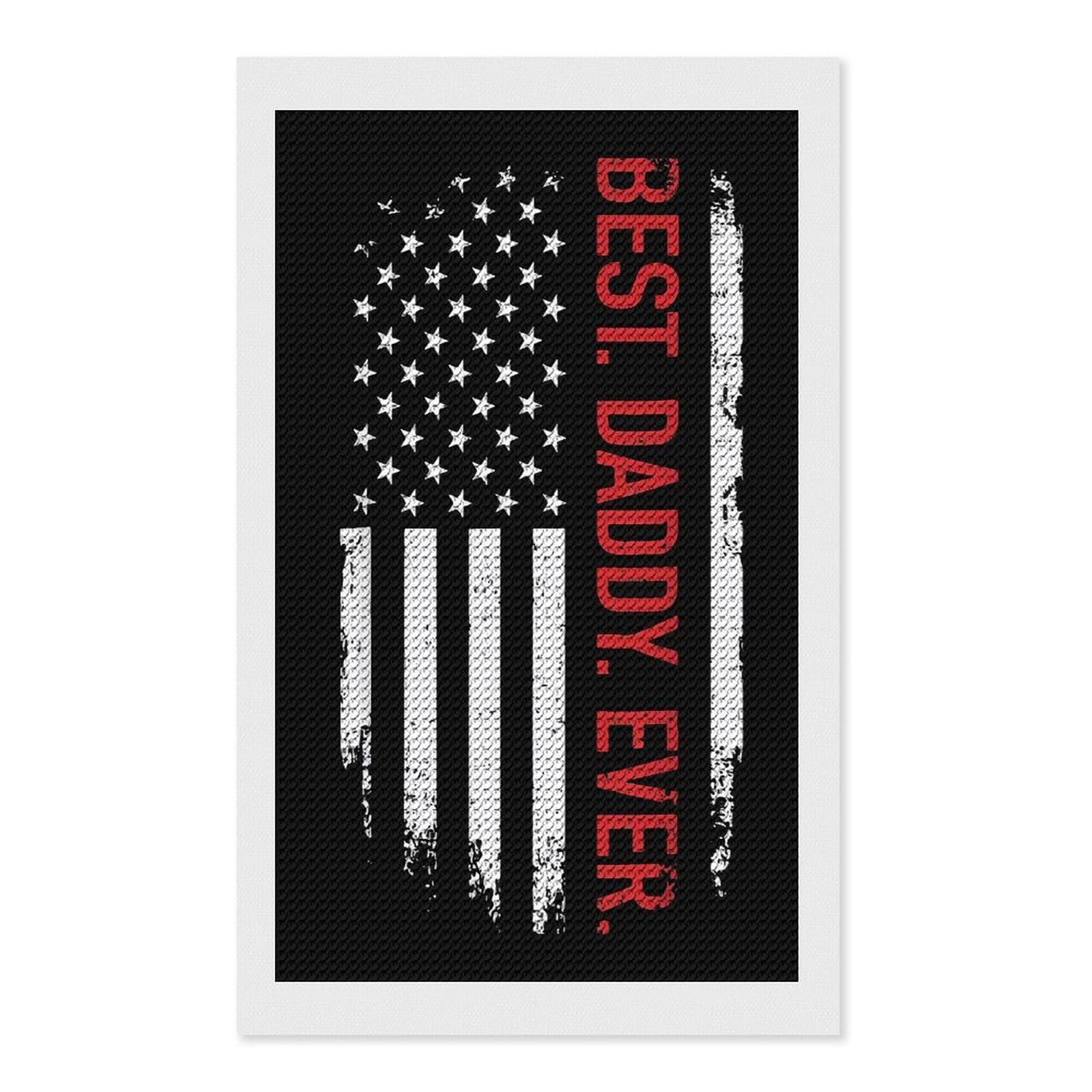 Junmoney Best Daddy Ever Diamond Painting Set 12"x20", for Beginners, Modern Decor, Simple to Start, Gift Idea, Pleasing Wall Art Project