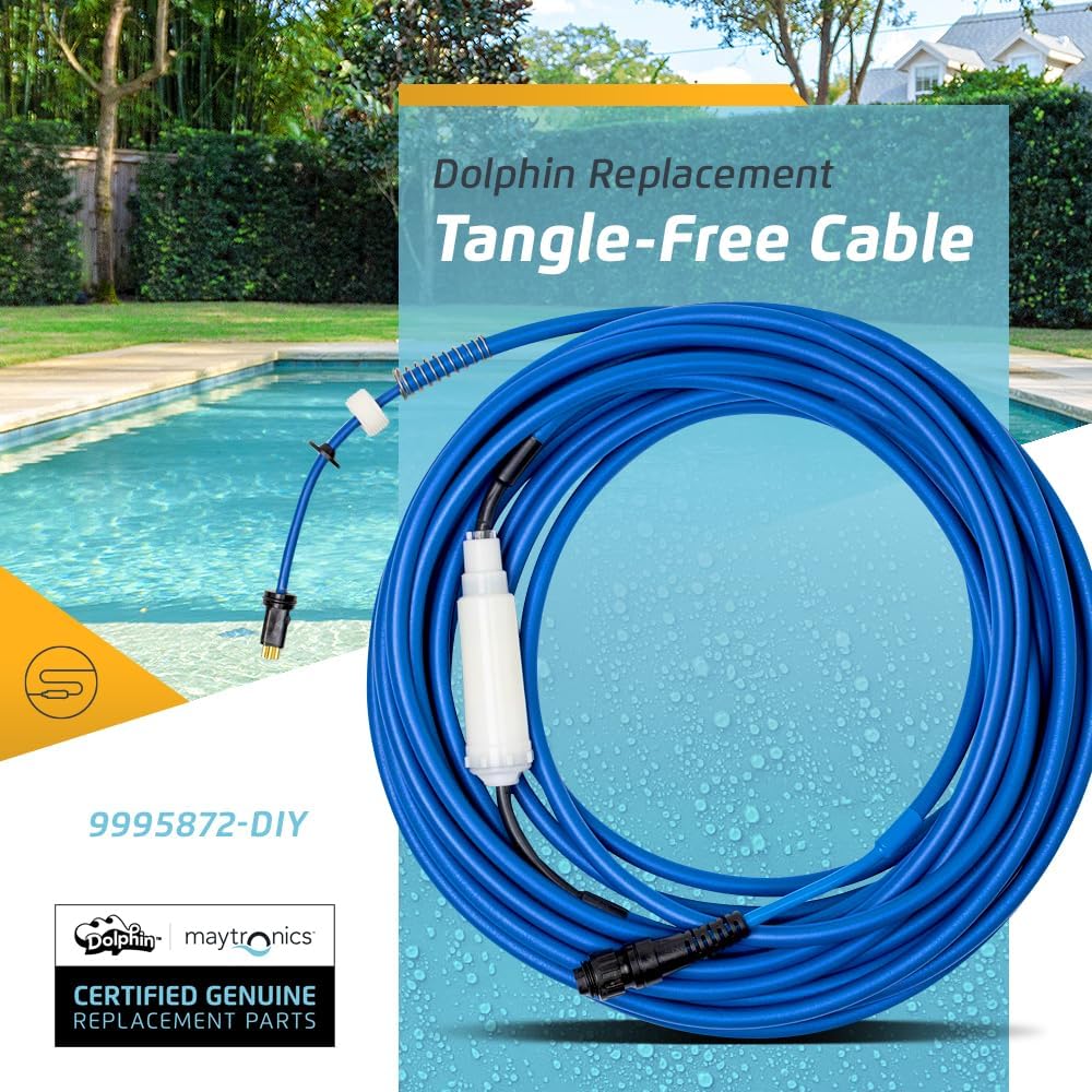 Dolphin Genuine Replacement Part — Durable 60 FT Blue Cable with Swivel for Tangle-Free Operation — 9995872-DIY9995862-DIY