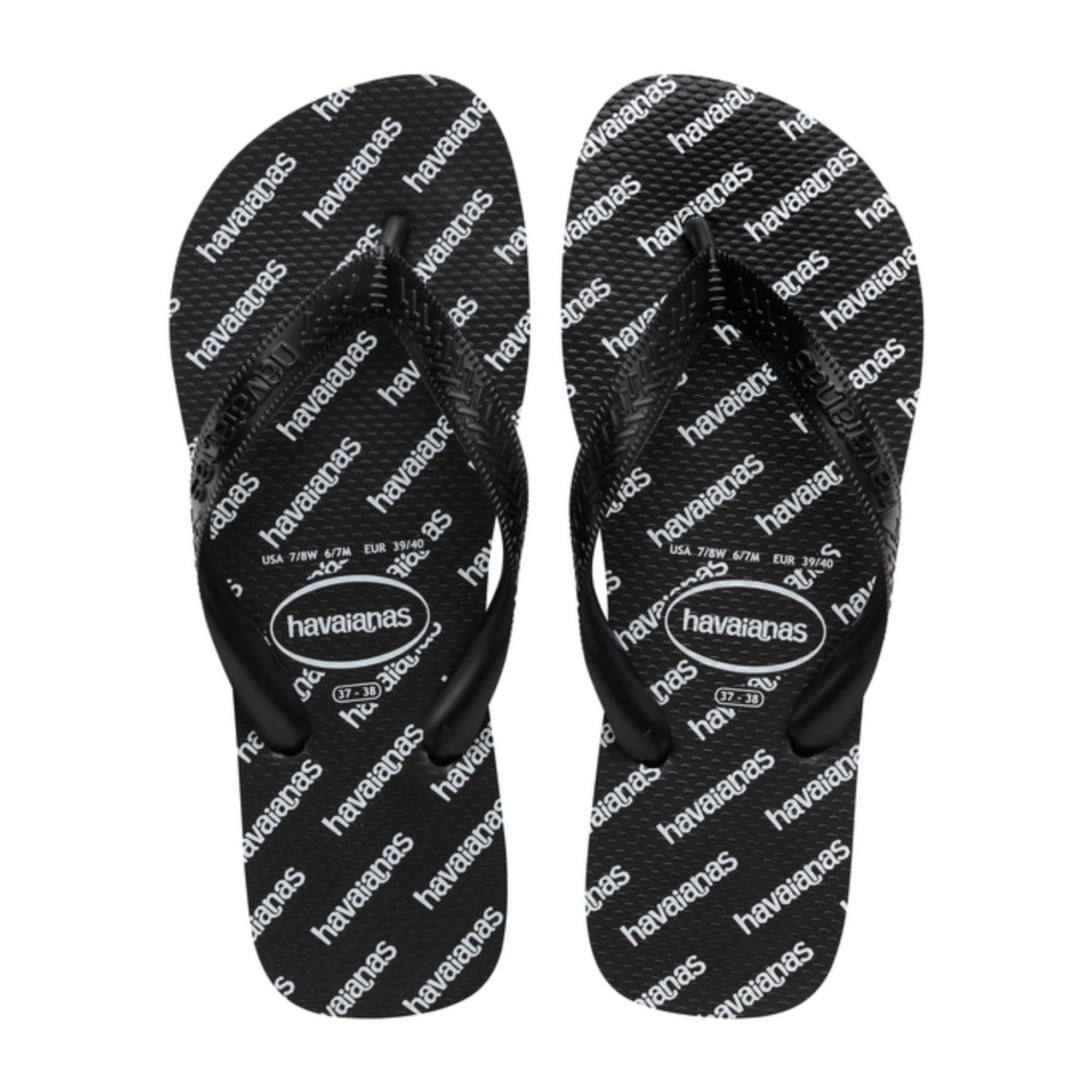 Havaianas Top Logomania Essential Unisex Adults FlipFlop Black 4.5/5 UK