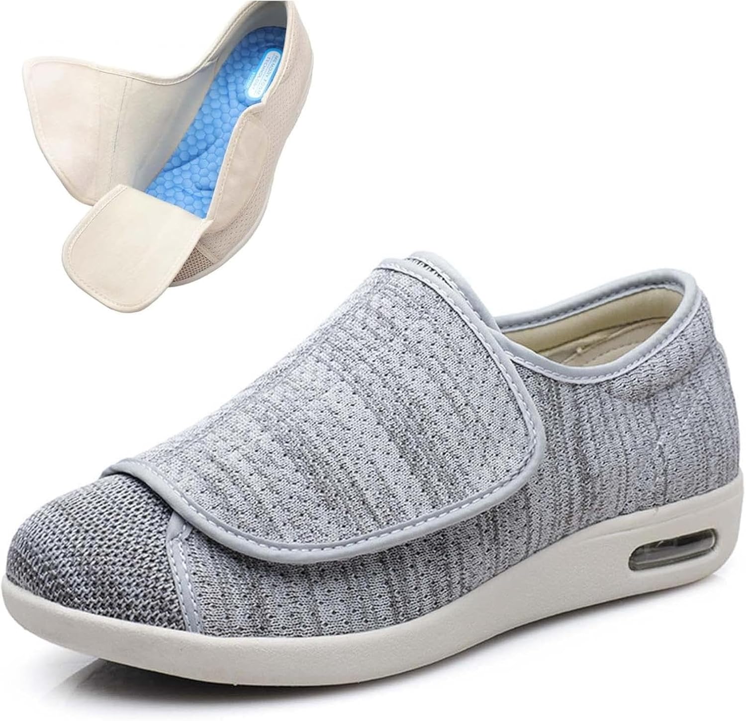 Lightweight Diabetic Shoes for Elderly, Adjustable Closure Walking Sneakers, Wide Width Edema Footwear, Breathable Comfort Shoes for Swollen Feet and Foot Care