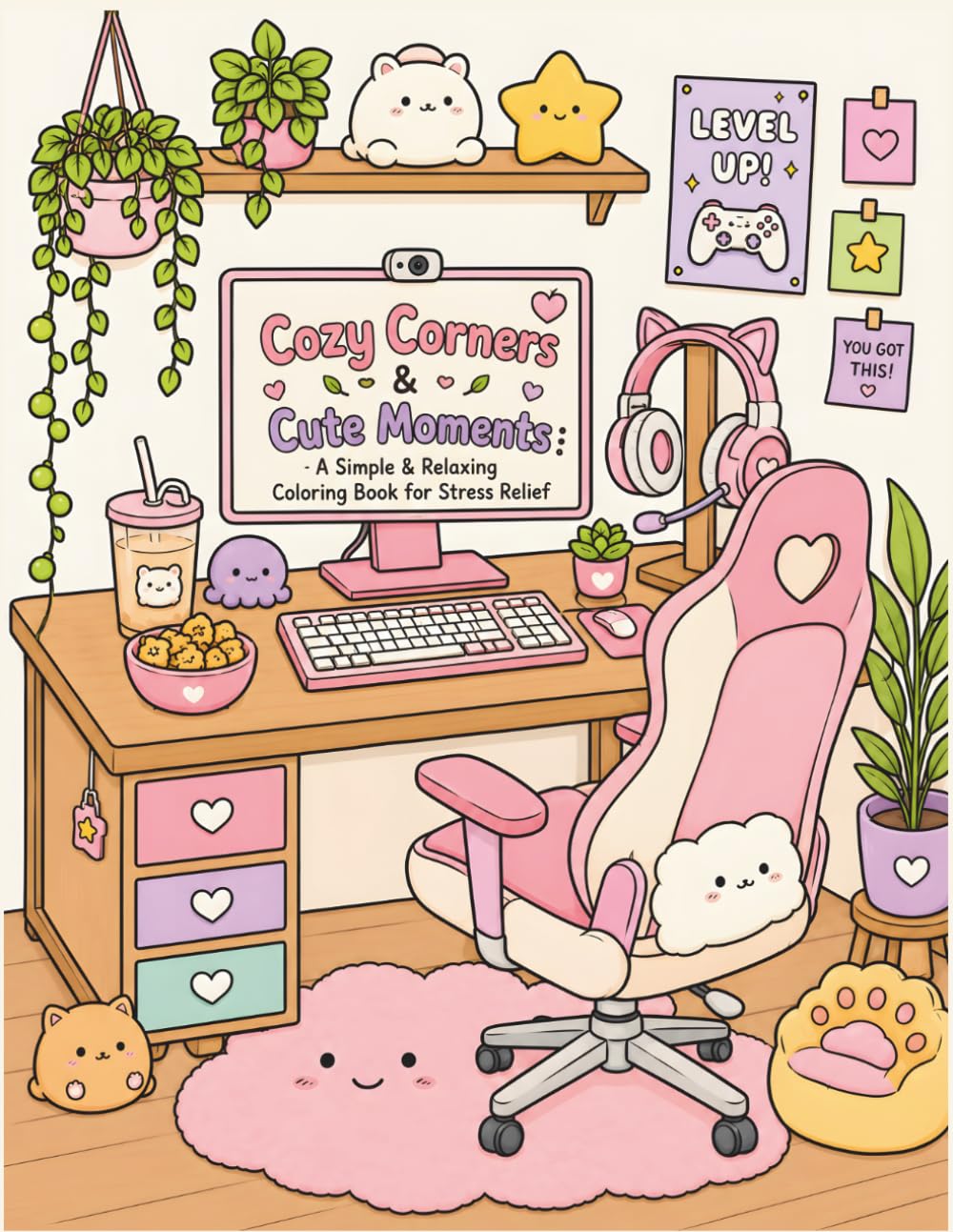 Cozy Corners & Cute Moments : A Simple & Relaxing Coloring Book for Stress Relief