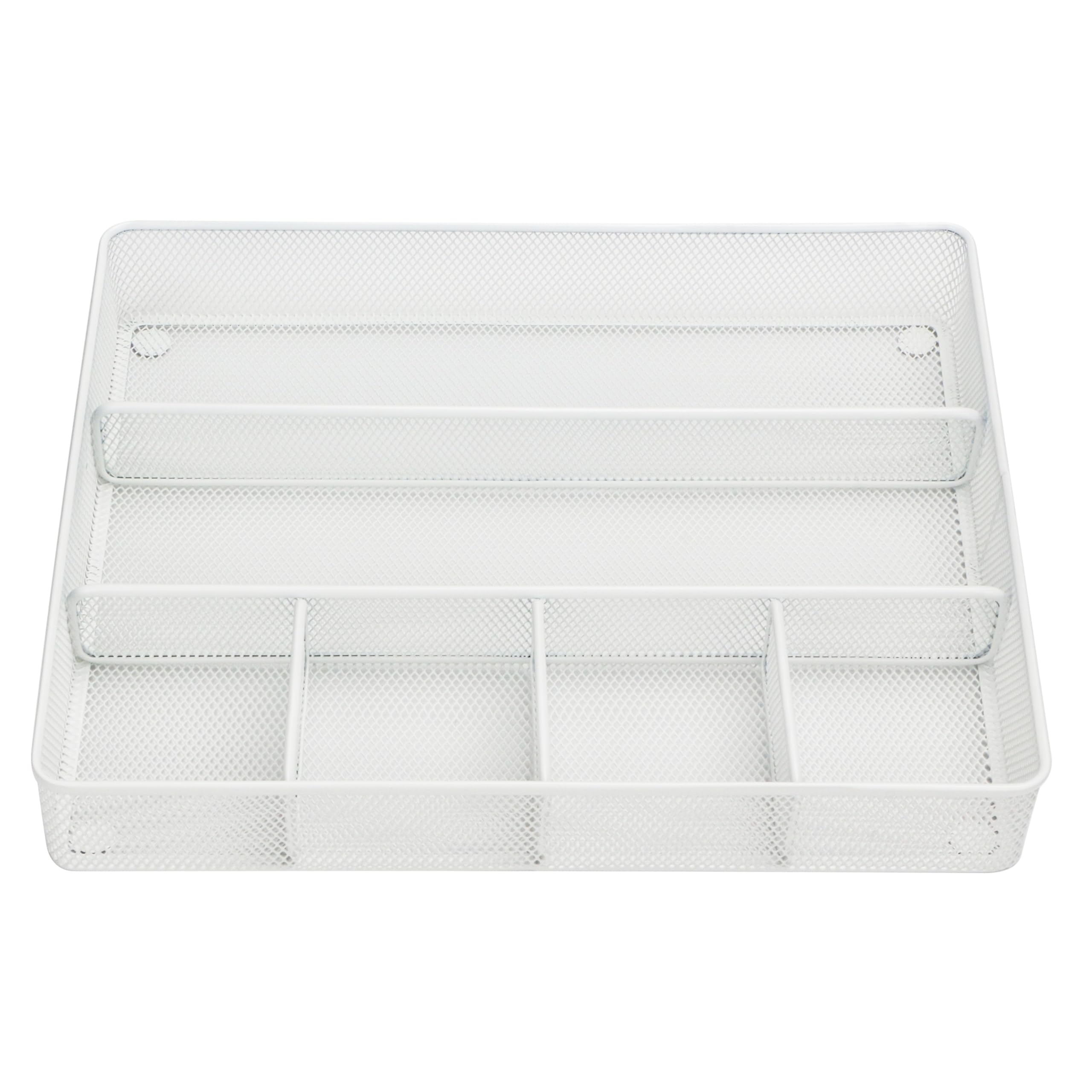 Annova Bandeja organizadora de cajones de escritorio, malla de metal, blanco