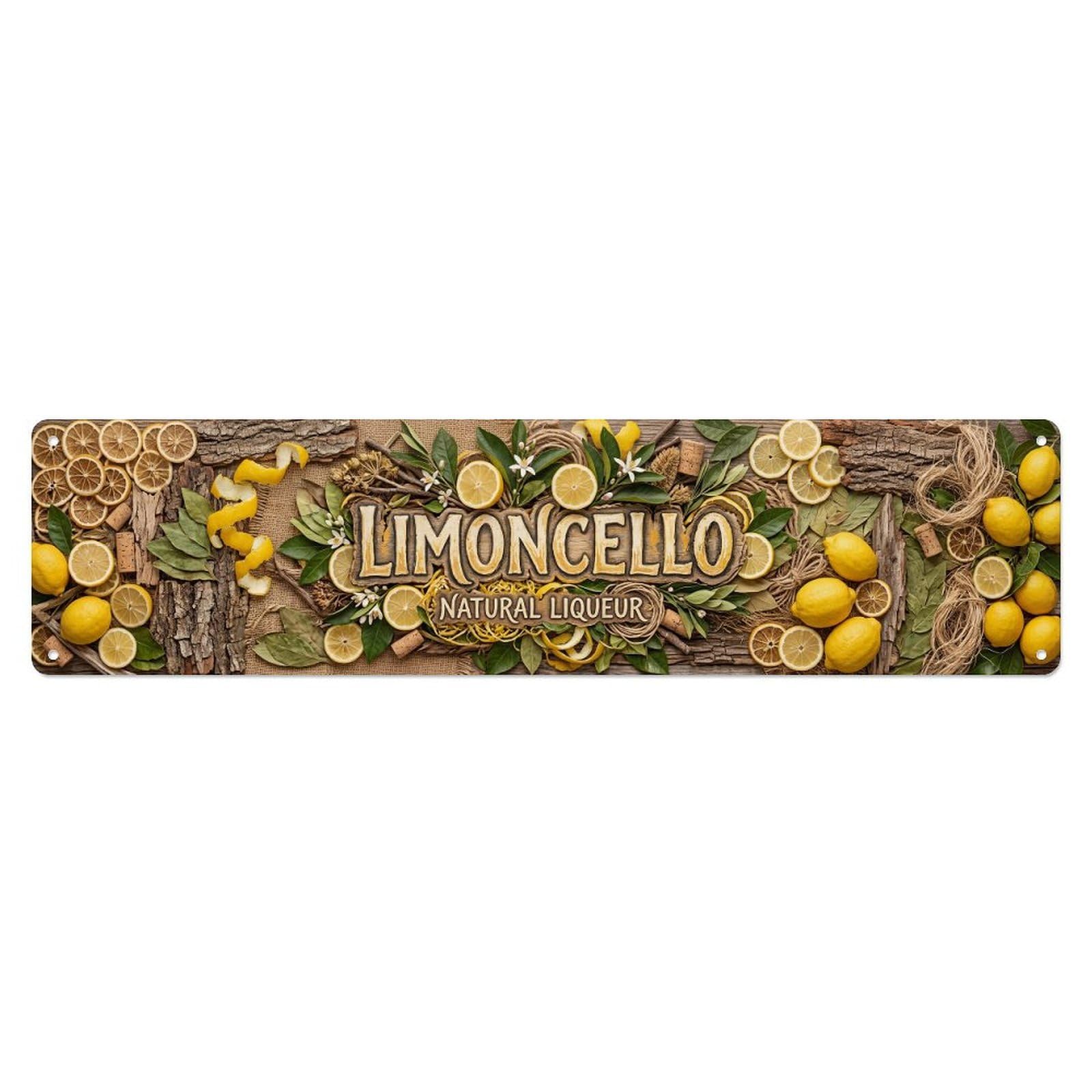 Vintage Limoncello Natural Citrus Liqueur Metal Tin Sign Plaque Wall Decor for Cafe, Club, Garden Metal Poster 4x16Inch