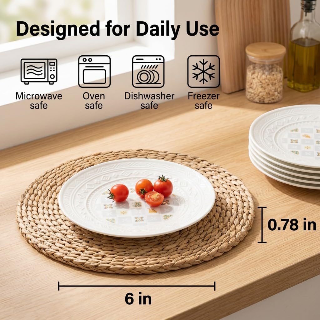 Bone China Dessert Plates Set of 6, 6.5 Inch White Appetizer Plates