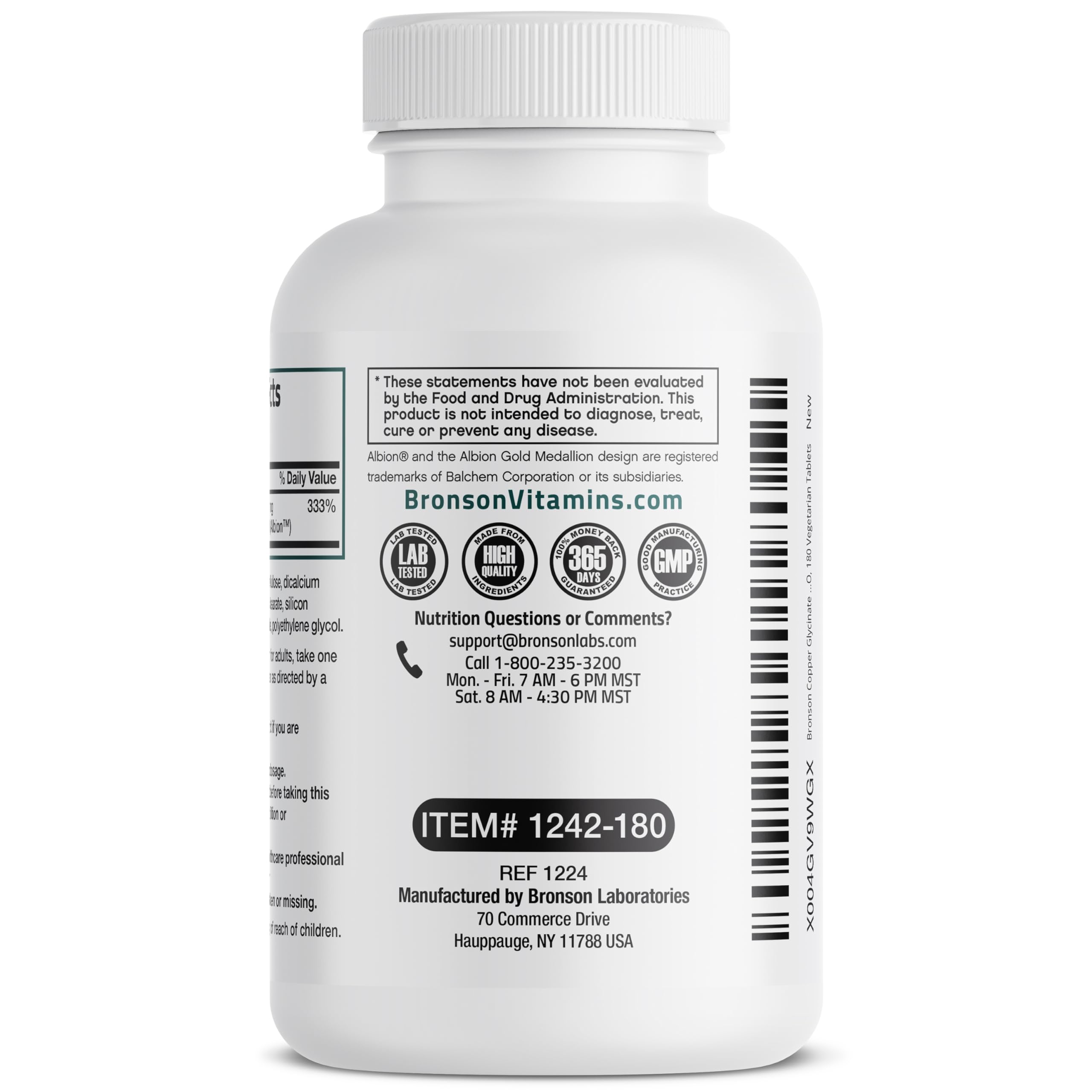 Bronson Copper 3 mg as Albion Bisglycinate Chelate, 180 Vegetarian Tablets — Amazon image 7