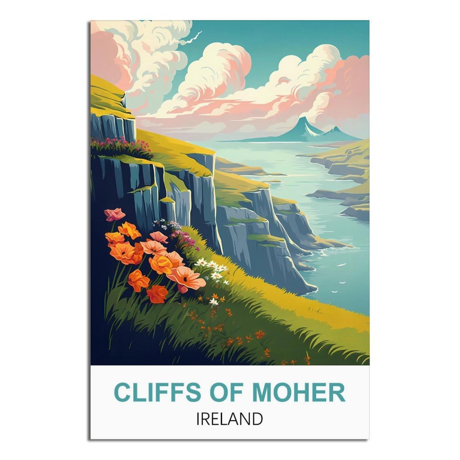 EZMLFA Diamond Painting Art Kits，Cliffs of Moher Ireland,5D Diamond Painting Kit for Adults Beginners, DIY Full Round Drill Gem Art Kits for Home Decor 30x40cm