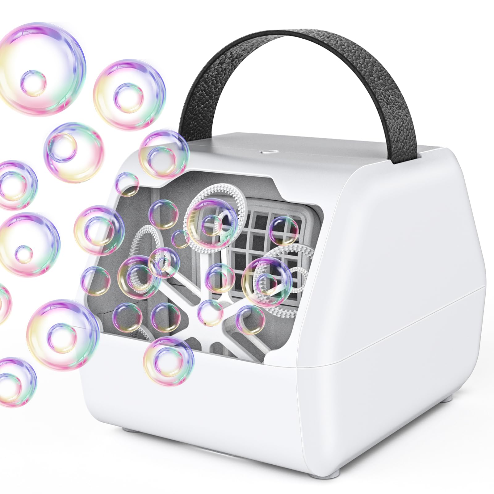 PANACARE Seifenblasenmaschine, Automatische Seifenblasenmaschine 10000+Blasen/Min mit Wiederaufladbare Akku|Seifenblasenlösung|Bunte Lichter für Geburtstag, Party, Hochzeit (803-Black)