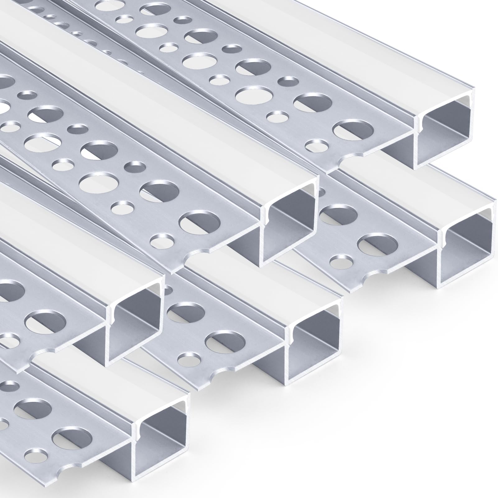 LED Trockenbauprofil für 13mm LED Streifen, 6x1M 291 rahmenloser eingelassener Aluminiumkanal, LED Leiste Kanal with Weißer Diffusor, LED Aluminium Profil für Wand und Decke ndirekte Beleuchtung