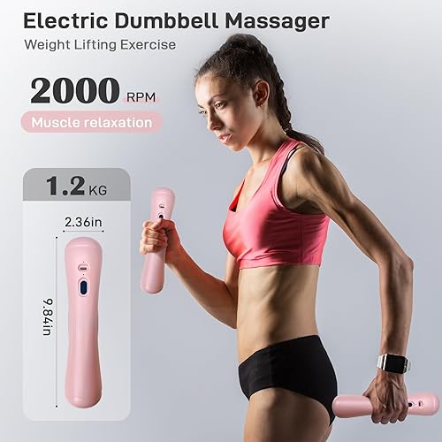 Miniatura 3 de Mancuernas, mancuernas vibradoras para fitness, masaje muscular, entrenamiento de fuerza y pesas, 7 posiciones ajustables para relajación muscular