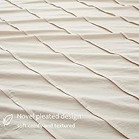 Vista 4 de Oli Anderson Funda de edredón color caqui claro tamaño Queen - Funda de edredón plisada tamaño Queen, juego de ropa de cama texturizada suave