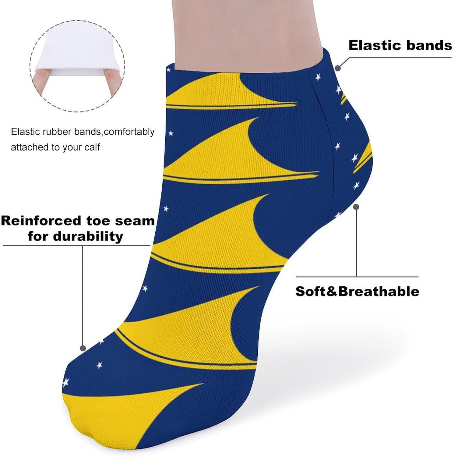 Flag of Tokelau No Show Ankle Socks Low Cut Non Slip Flat Boat Line 5 Pairs Set