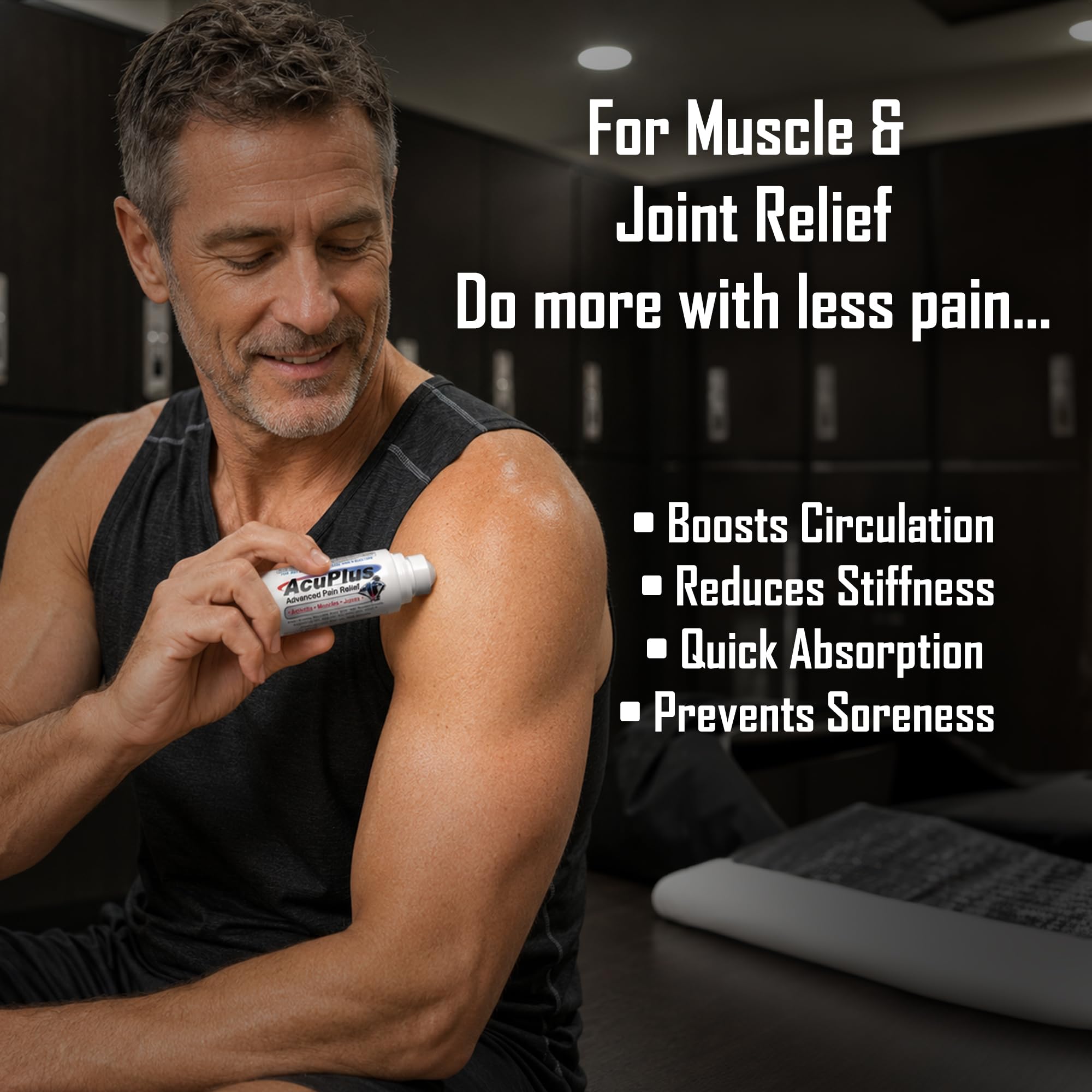 AcuPlus - Pain Relief Roll On - Topical Anti Inflammatory to Soothe Muscles & Joints - Arthritis Pain Reliever, Bursitis, Tendonitis Cream - TSA Compliant, Convenient Roll On - 3 fl. oz. (Pack of 1) — Amazon image 3