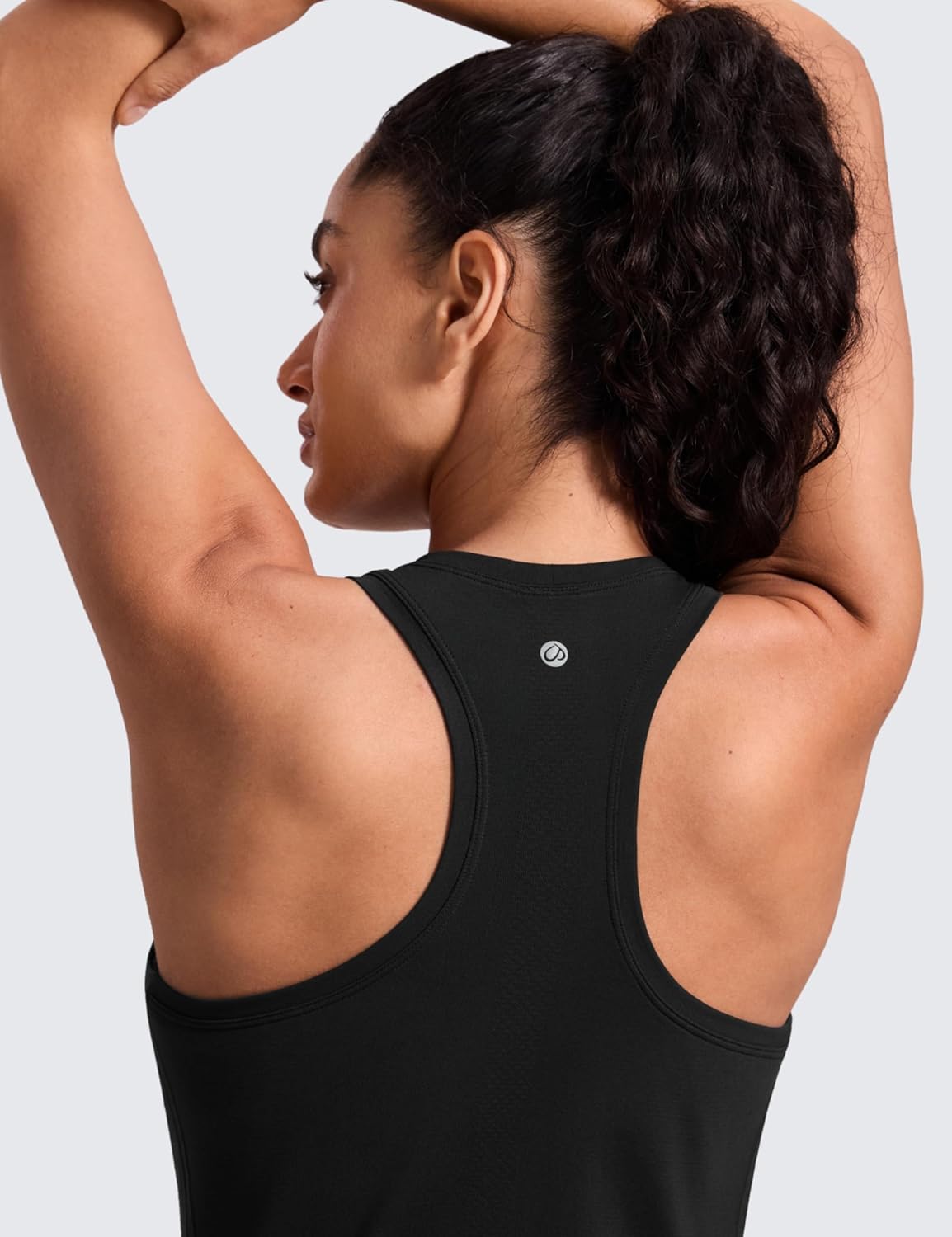 CRZ YOGA Seamless Racerback Tank Tops for Women - Gym Workout Athletic Running Sleeveless Shirts Breathable Scoop Neck