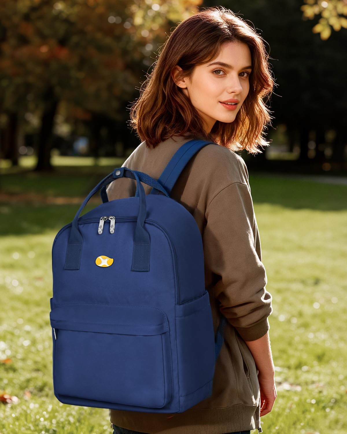 Lightweight Backpack for Women and Men, Water Resistant Small Laptop Backpack Purse Gifts for Travel Commute, Durable with Adjustable Shoulder Straps and Laptop Compartment (Dark Blue) - Image 2