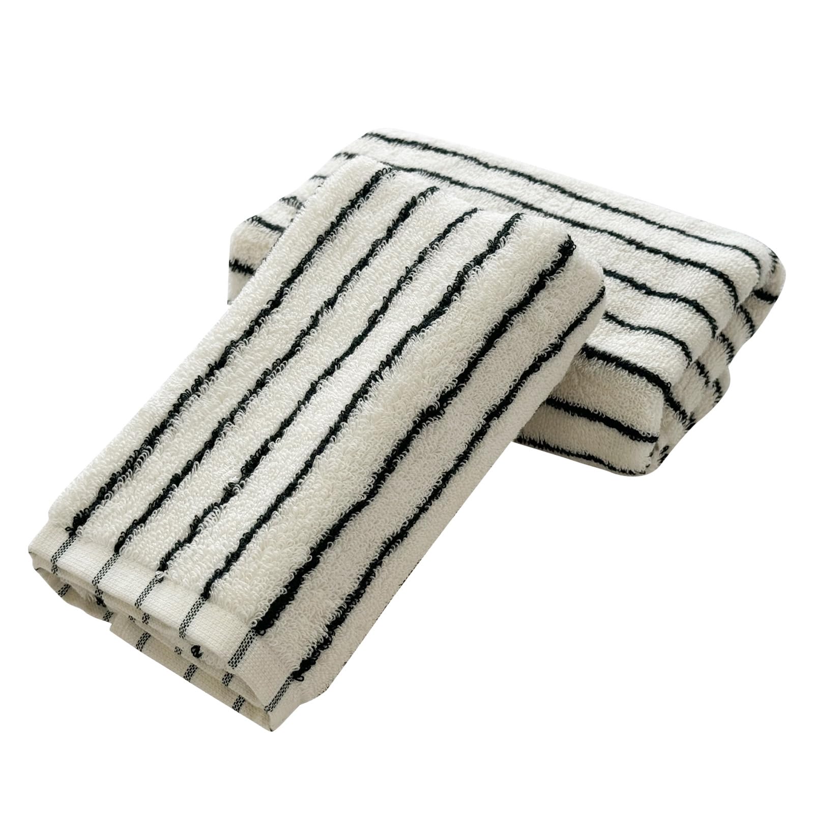 USTIDE Black Striped Hand Towel Thick Luxury Fluffy 100% Cotton Hand Towels for Bath Fashionable Spa Gym Black White Stripe Face Towel 2 Pack, 35 x 76cm