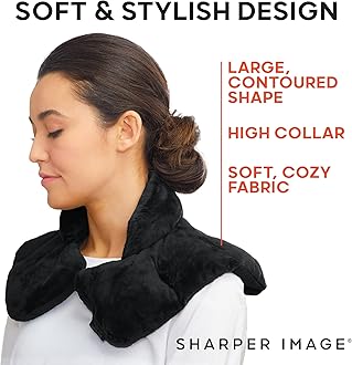 SHARPER IMAGE Warm & Cooling Herbal Aromatherapy Neck & Shoulder Plush Wrap Pad for Soothing Muscle Pain and Tension Relief Therapy, 100% Natural Lavender & Herb Spa Blend, Use in Microwave or Freezer
