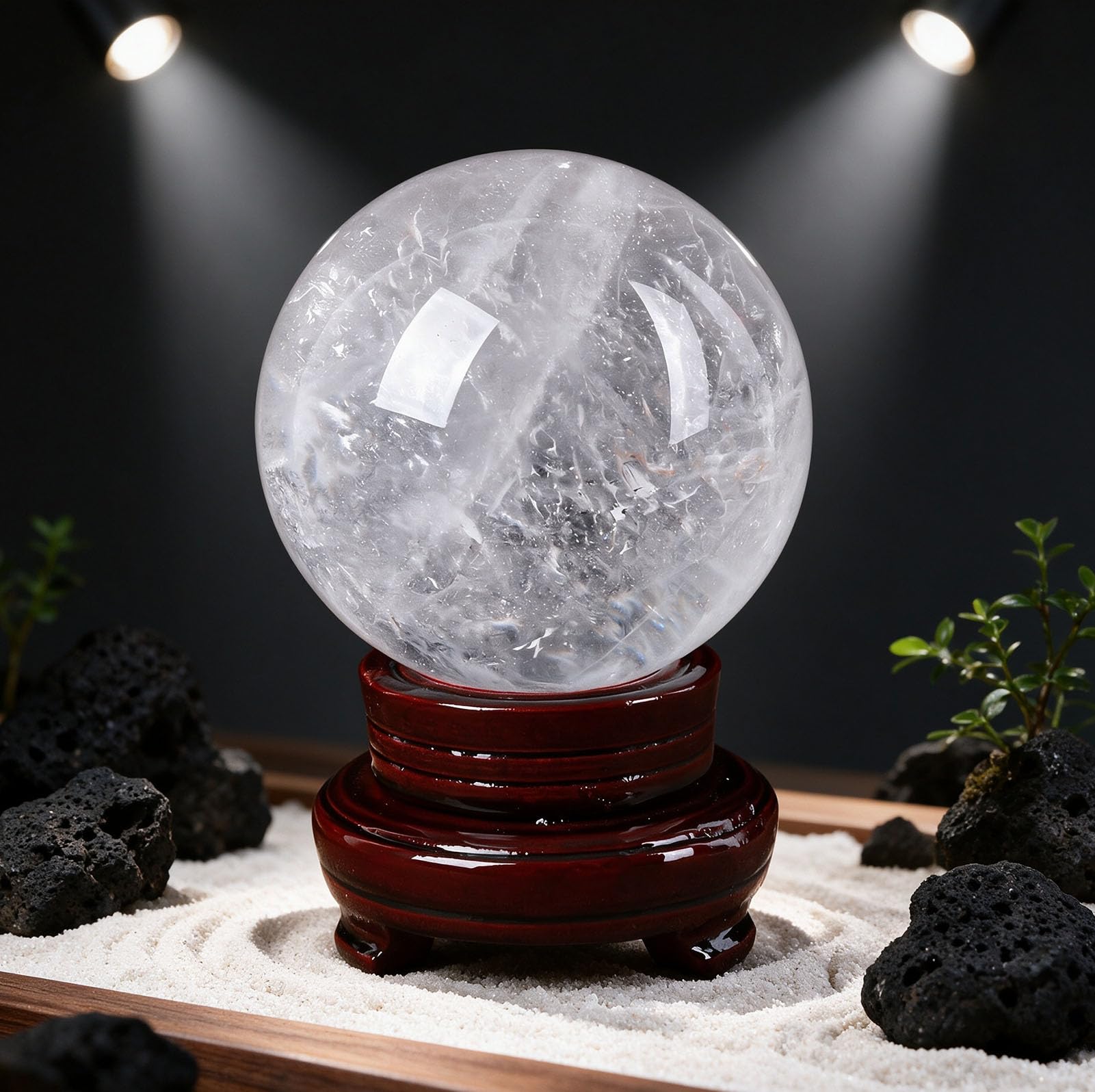 Bolas meditación para brujería, bola cristal cuarzo transparente natural | Decoración del hogar Feng Shui con soporte, bolas decorativas de meditación, adornos prósperos invitan a la riqueza