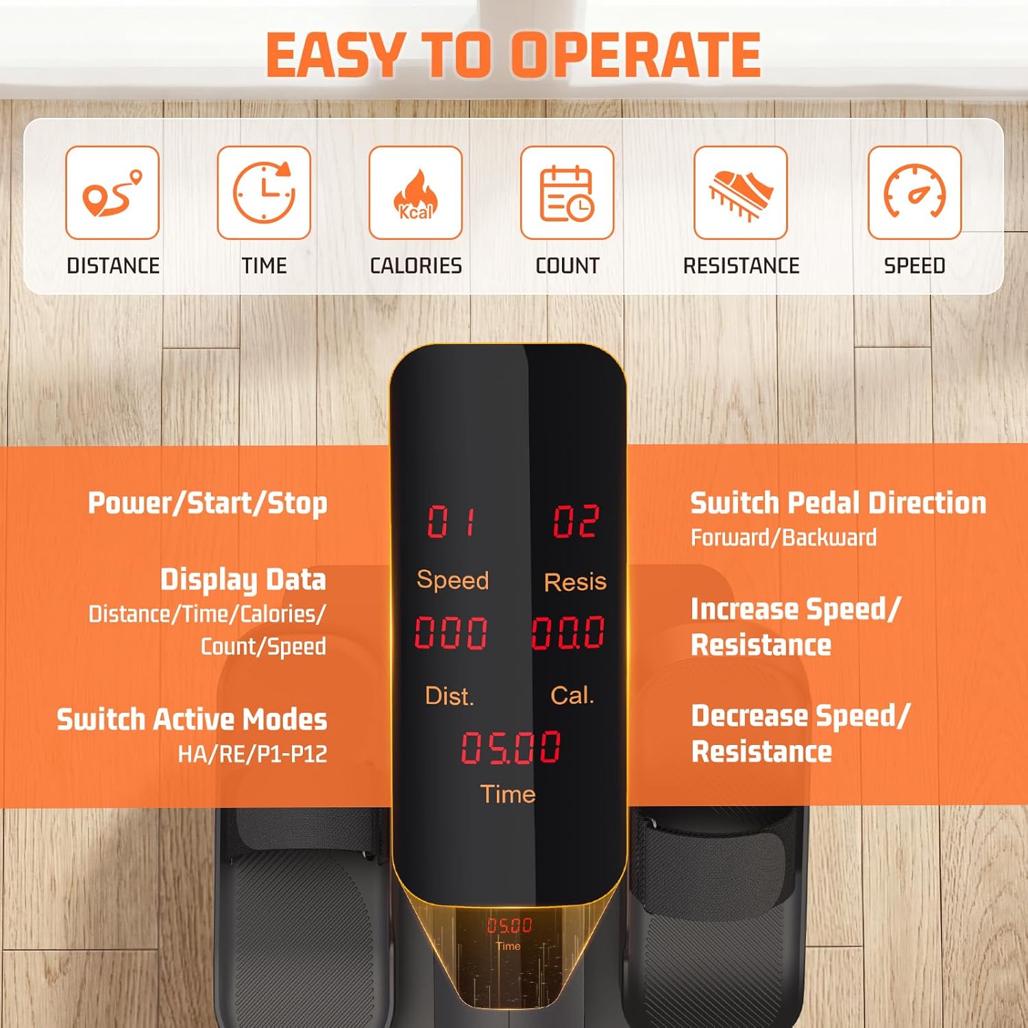 Under Desk Elliptical, Ultra-Silent Elliptical Machine for Home, Magnetic Control Leg Exerciser&12 Speeds Electric Elliptical for Seniors,100% Pre-Assembled Mini Elliptical Exercise Equipment for home