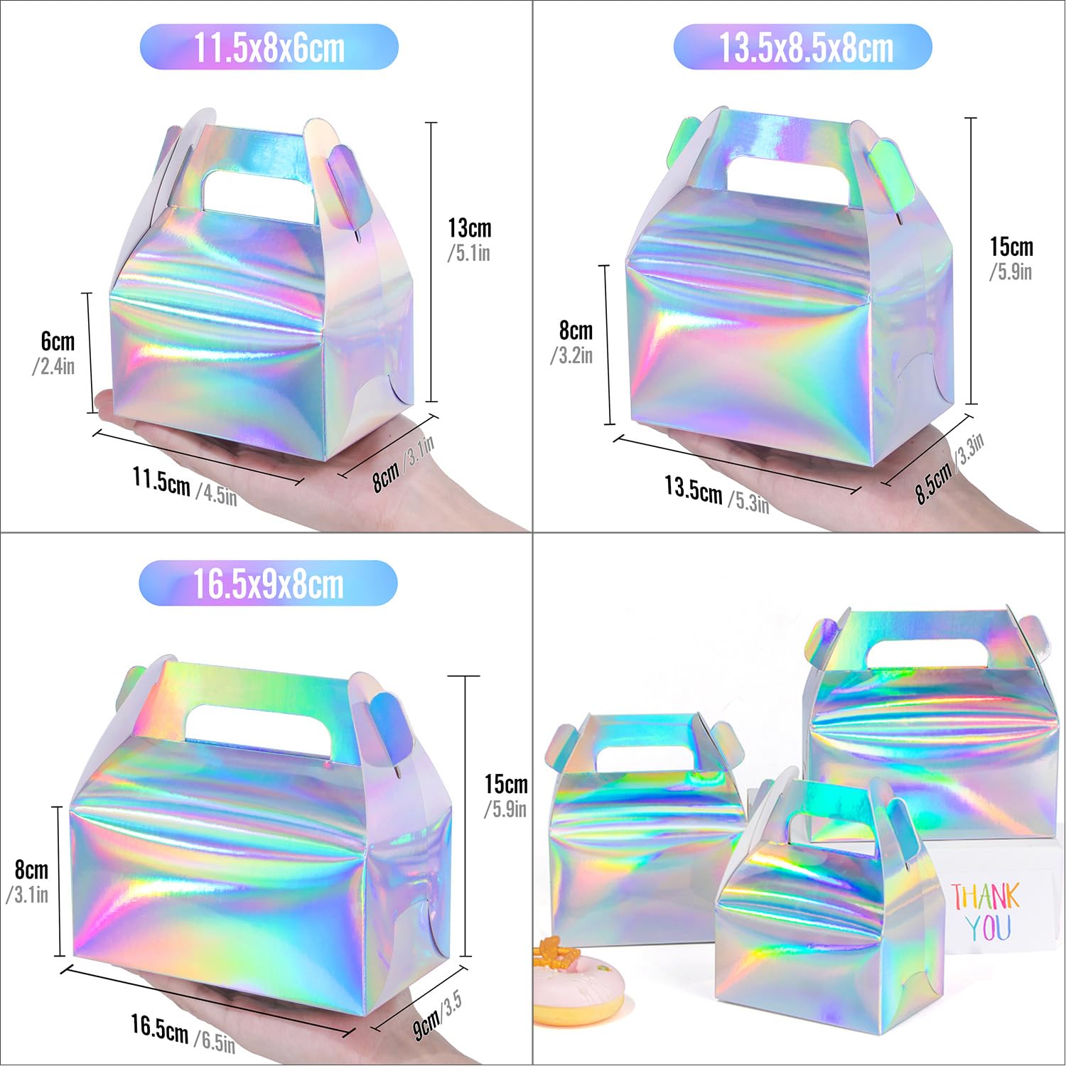 10/20/50 pièces boîtes de friandises décoratives 13x8.5x8 cm Coffrets Cadeaux Polyvalents pour fête d'anniversaire d'enfants, faveurs de Mariage, noël