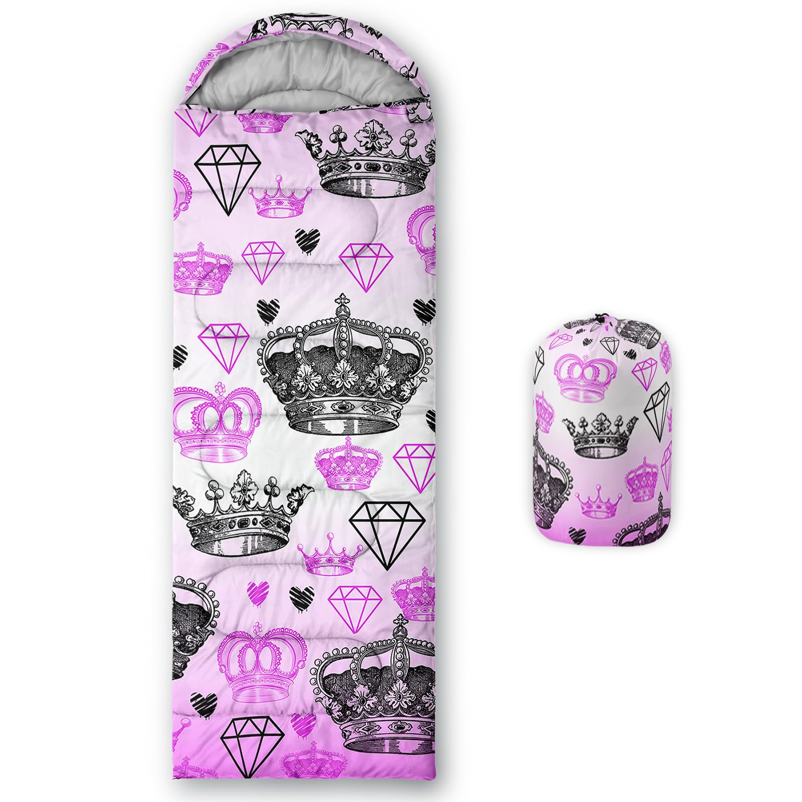 QOOMO Ball Flower Camping Sleeping Bags,3 Season Warm &amp; Cool Weather,Lightweight,Waterproof Sleeping Bags for Adults &amp; Kids,Traveling,and Outdoors,Camping Gear Equipment