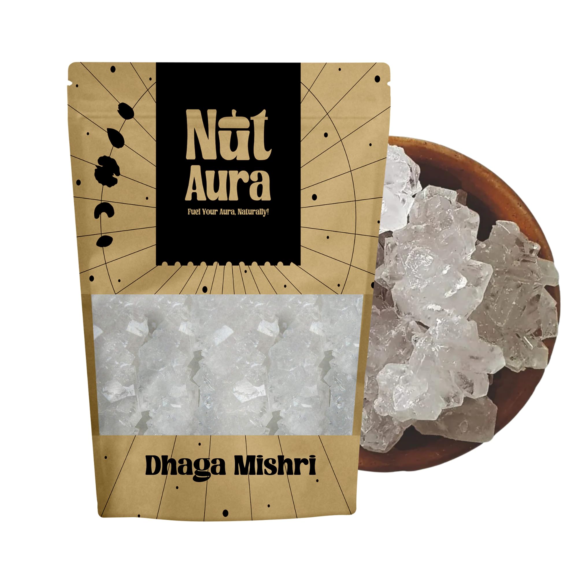 Nut Aura 800 gms Dhaga Mishri | Natural sweetener & energy booster | Unrefined rock sugar crystals | Provides natural sweetness | Ideal for prasad, ayurveda, traditional sweets
