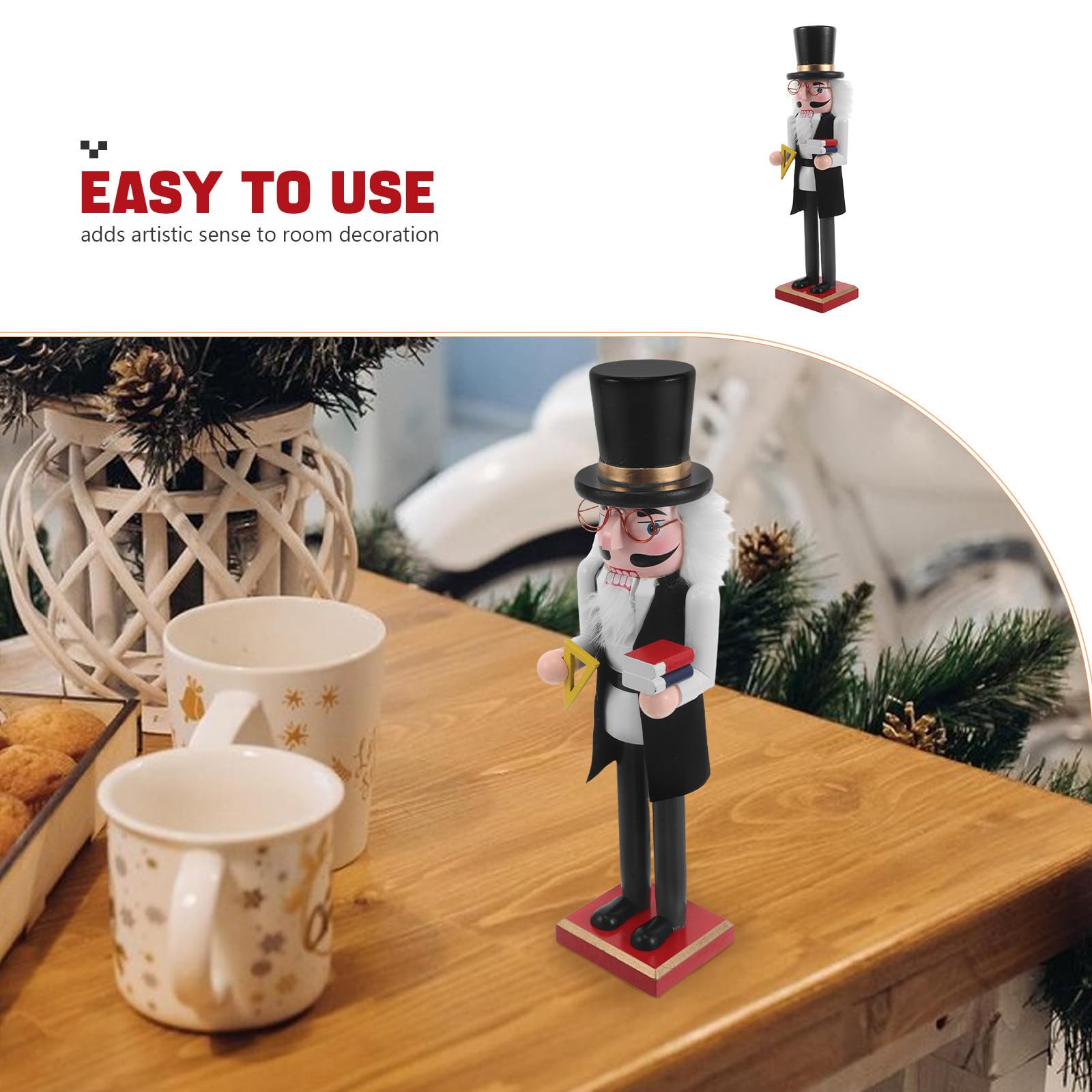 iplusmile Cascanueces Figura Decorativa Rústica de Madera, de 38 Cm para
