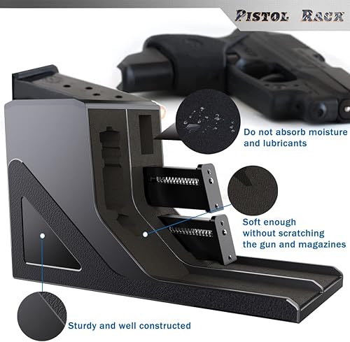 Miniatura 3 de Estante protector universal para pistolas, para almacenamiento seguro de armas, soporte para cargador de armas, 1 soporte para pistola y 3 ranuras