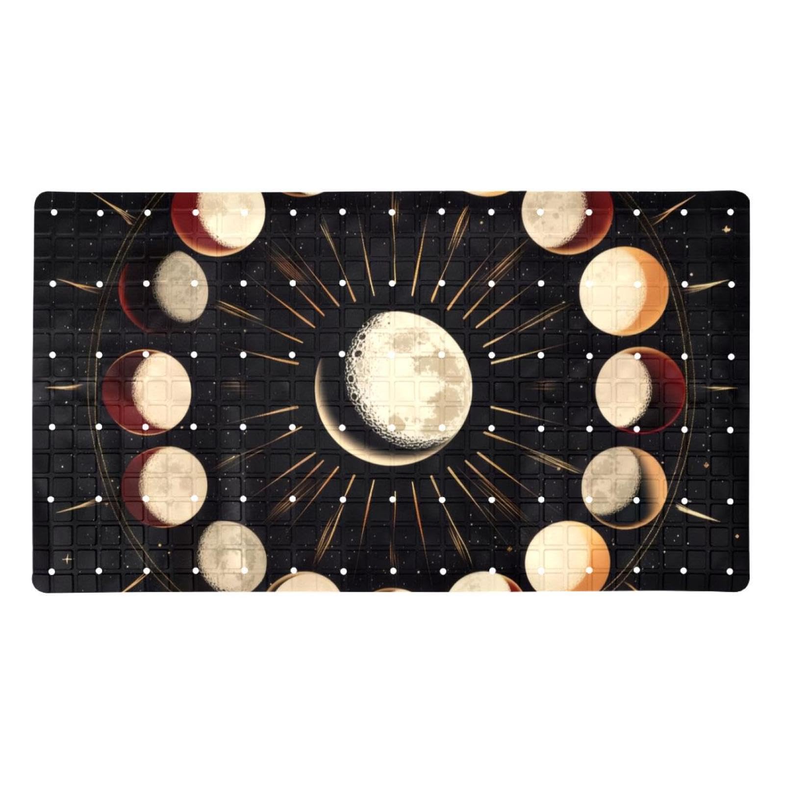 Mystical Moon in Space Tapis de bain rectangulaire antidérapant avec ventouses Lavable en machine 40 x 70 cm