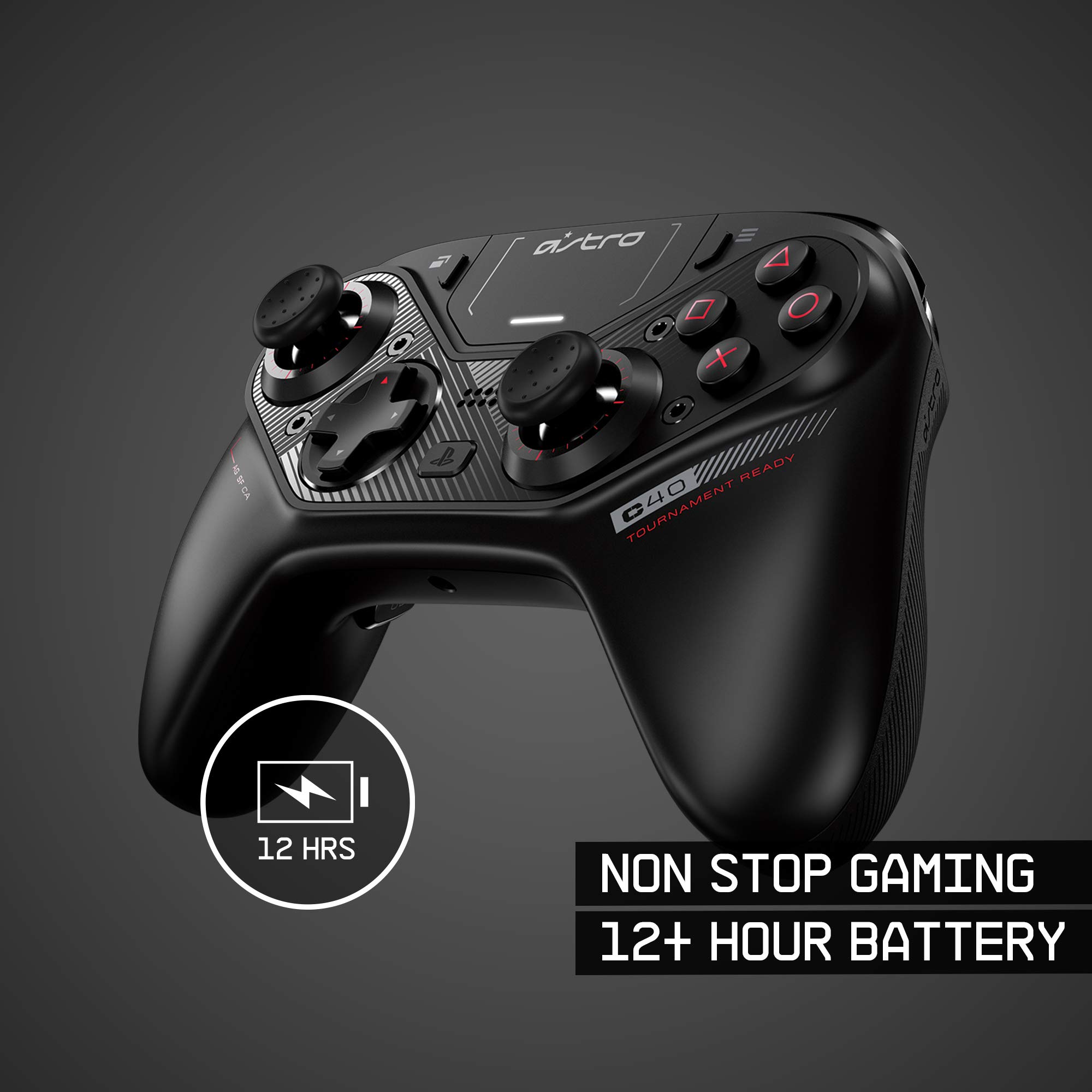 ASTRO Gaming C40 kontroler TR – kompatybilny z Playstation 4 i PC + akcesoria (torba podróżna, 4 dodatkowe przyciski, bezprzewodowy nadajnik USB), czarny