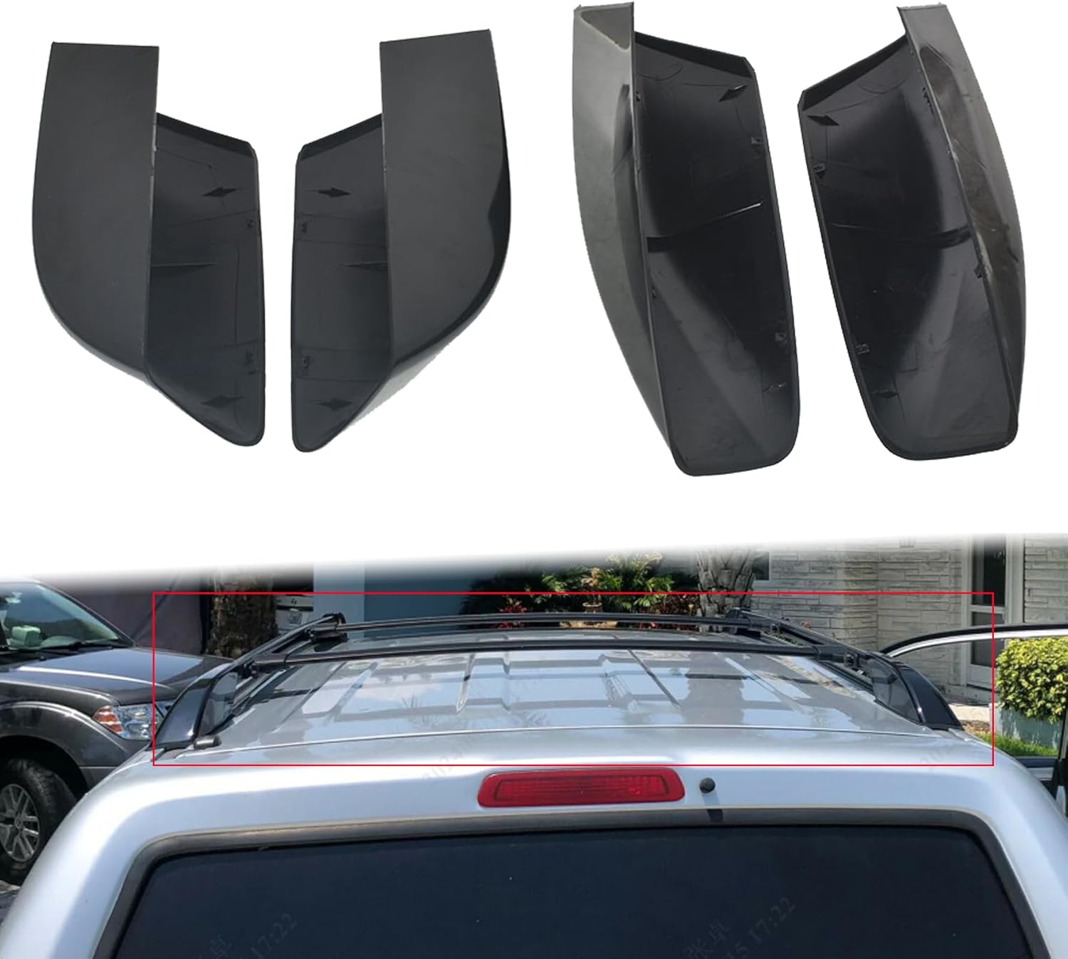 4Pcs Roof Rack Rail End Cap Cover Shell Trim Black Replacement for 2003-2009 4Runner N210