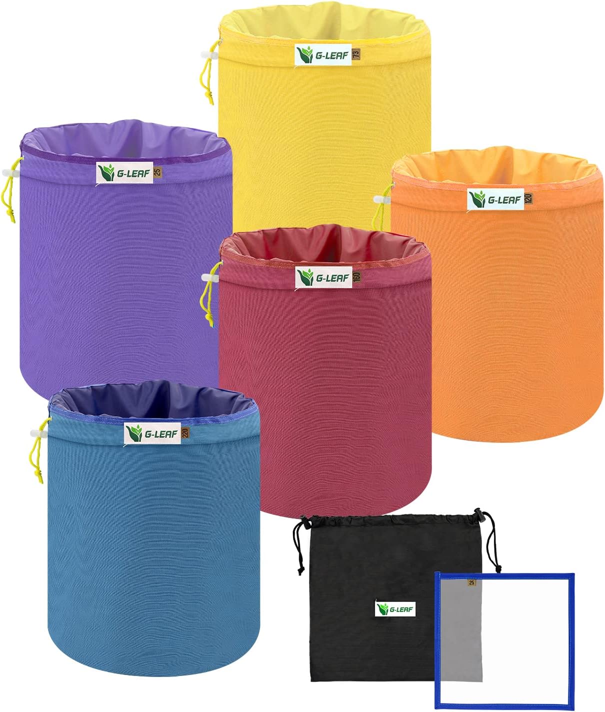 G-LEAF Bubble Bags 20 Gallon 5 Bag Set Hash Bag Kit with 25 Micron ...