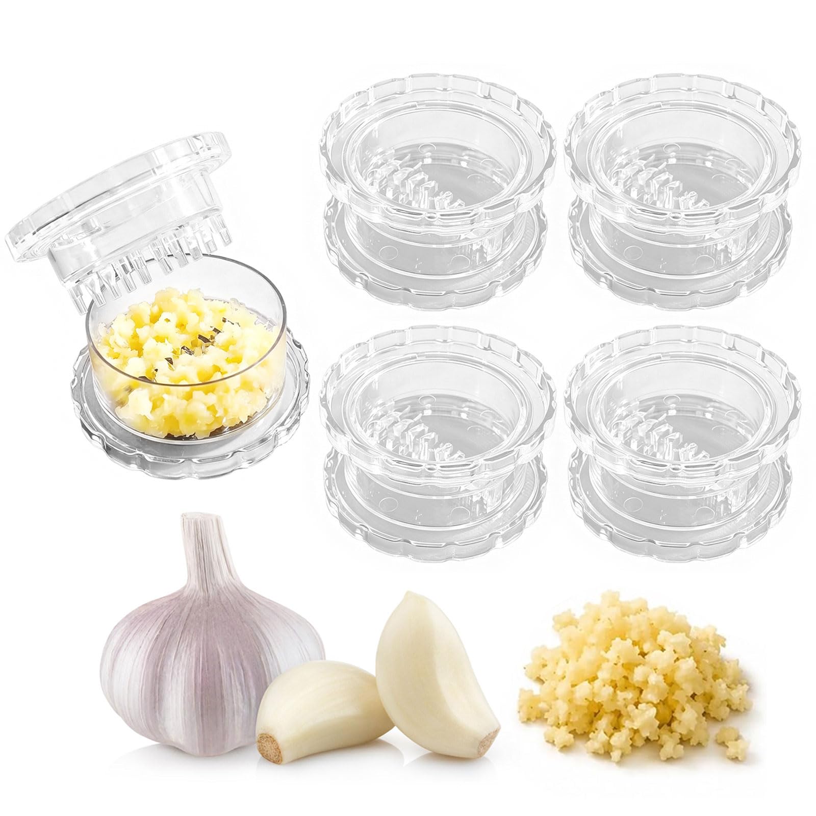 Wegiwuca Portable Garlic Press & Choppers Clear Manual Garlic Twisting Grinder Mincer Tool for Gingers Onion Nut Effortless Hand Operated Kitchen Tool Mincer