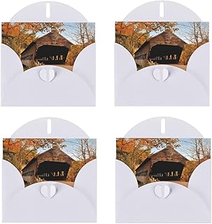 Premium Pearl Paper Albany Covered Bridge Print Greeting Card With Envelope Elegant Wedding, Anniversary & Love Card For Her/Him, Blank Inside For Your Message.